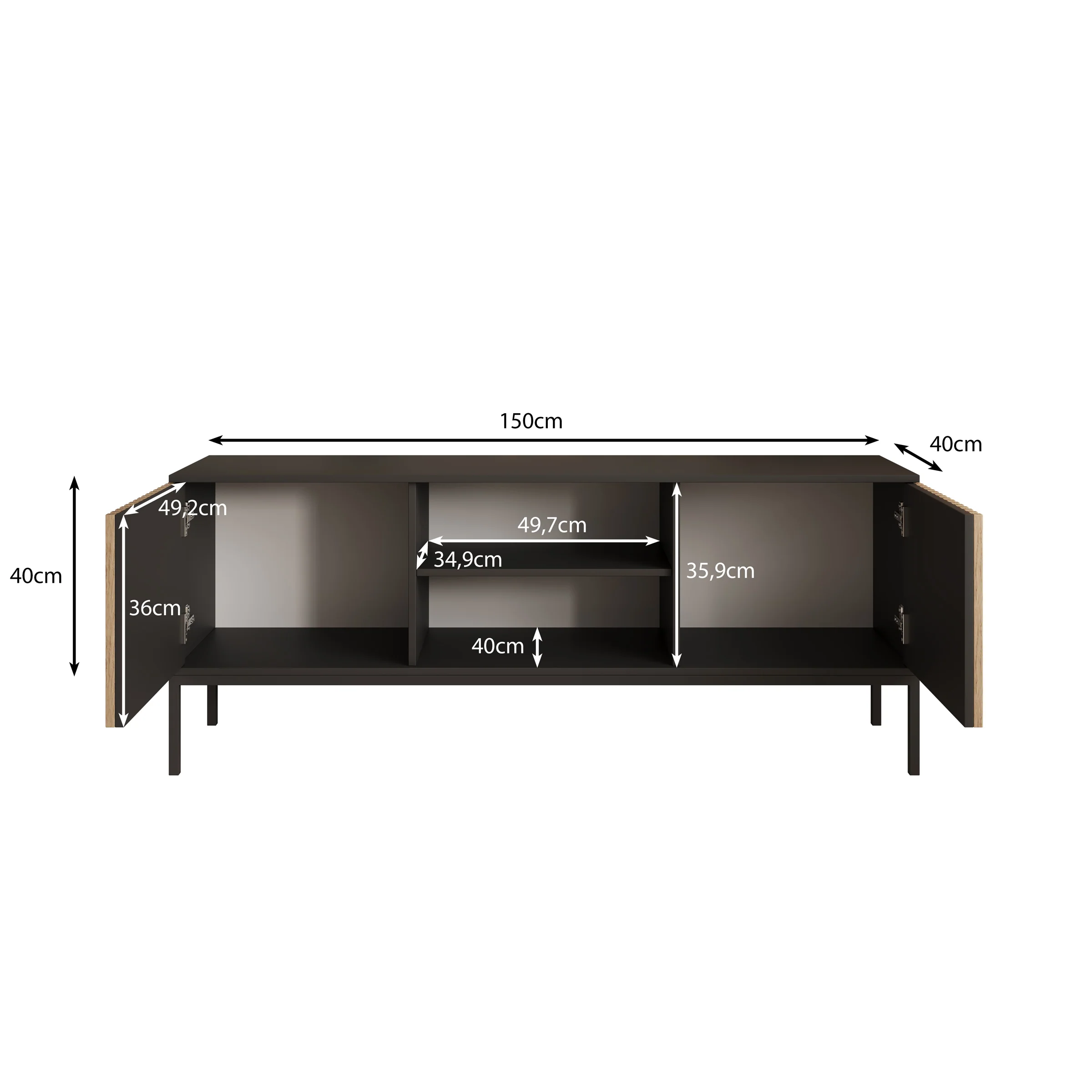 Marbella - TV-Meubel staand - Zwart - 150 cm - Image 5