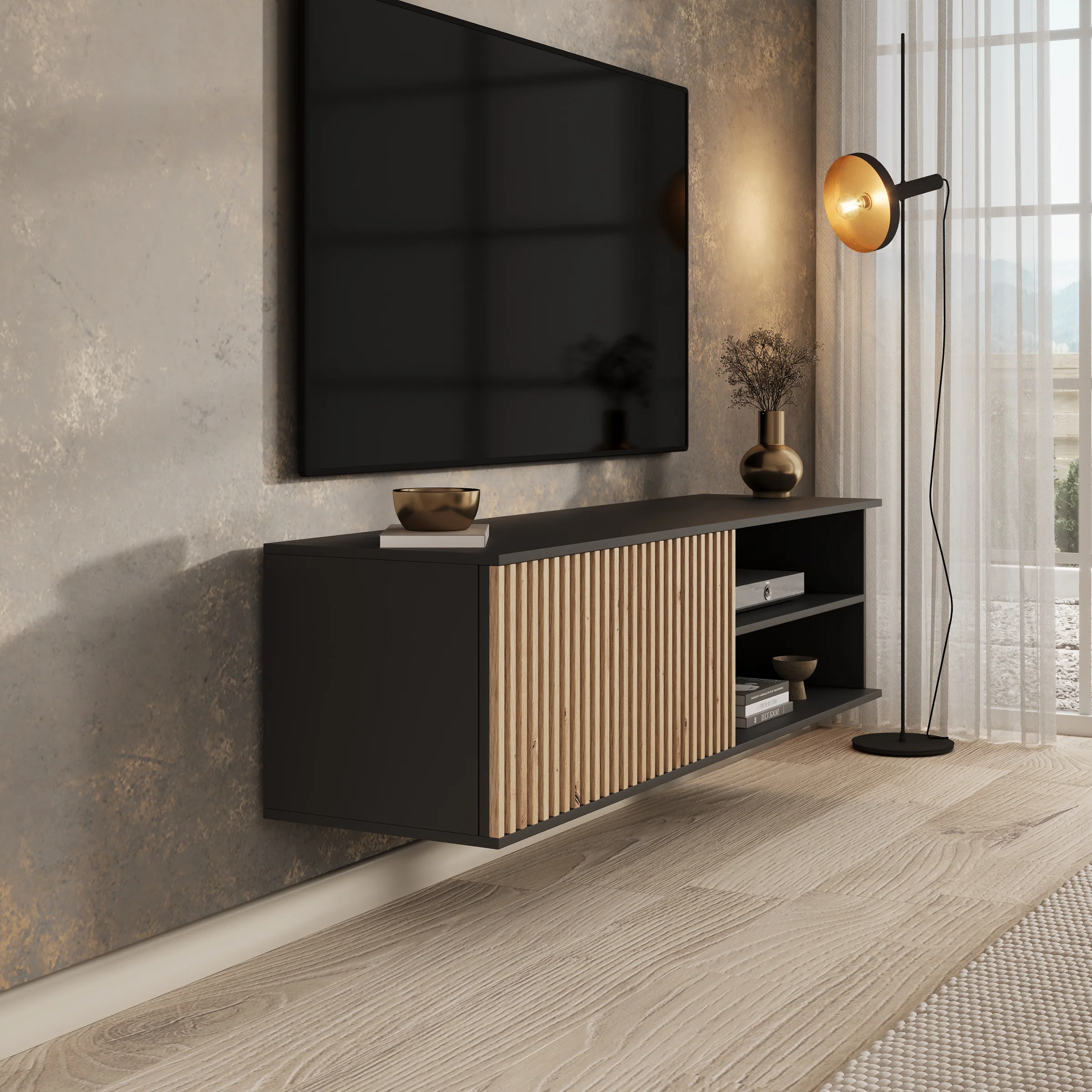 Marbella - TV-Meubel - Zwart - 150x40x40 cm - Image 4