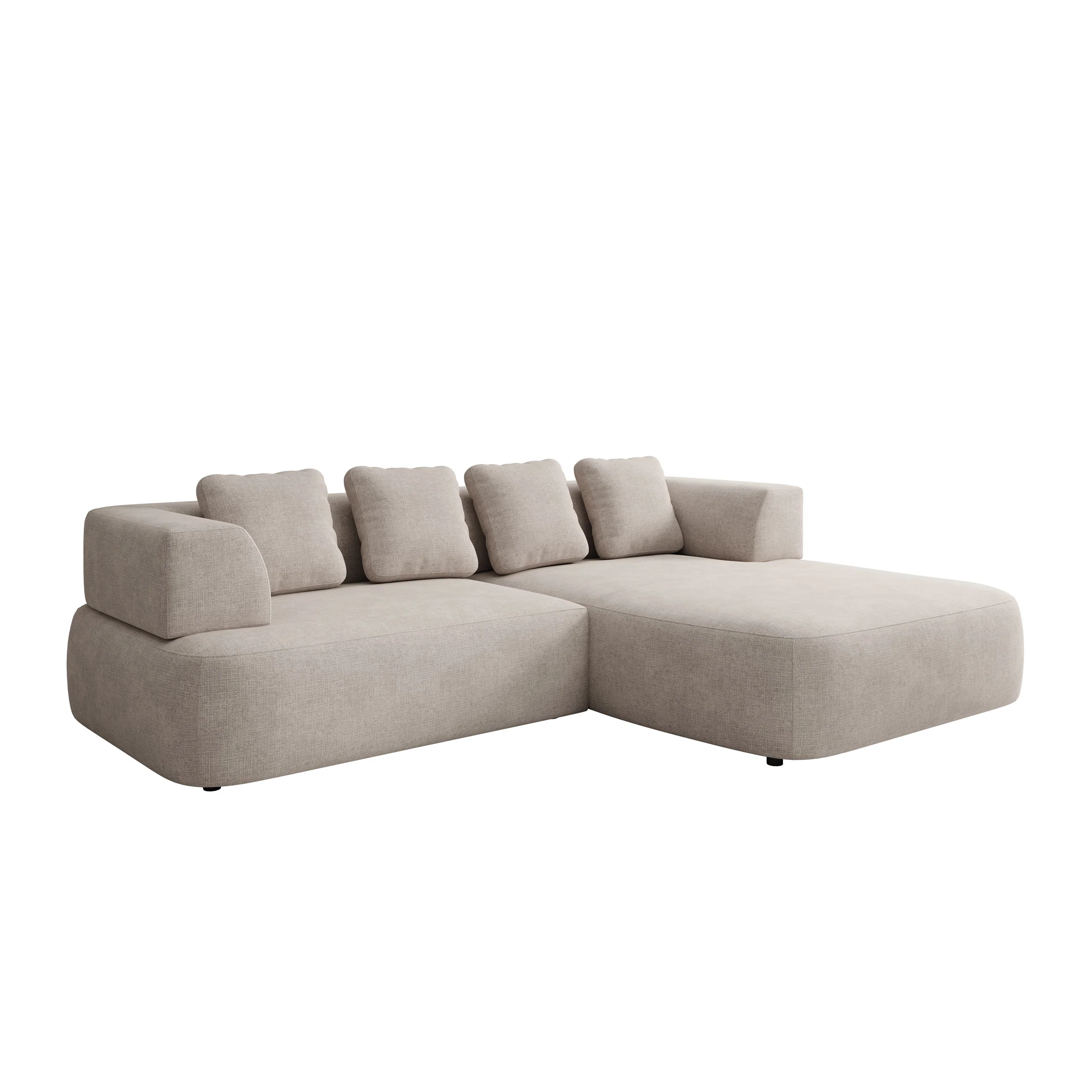 Marcelli - Hoekbank 3-zits met chaise longue - Stof beige - Rechts - Image 4
