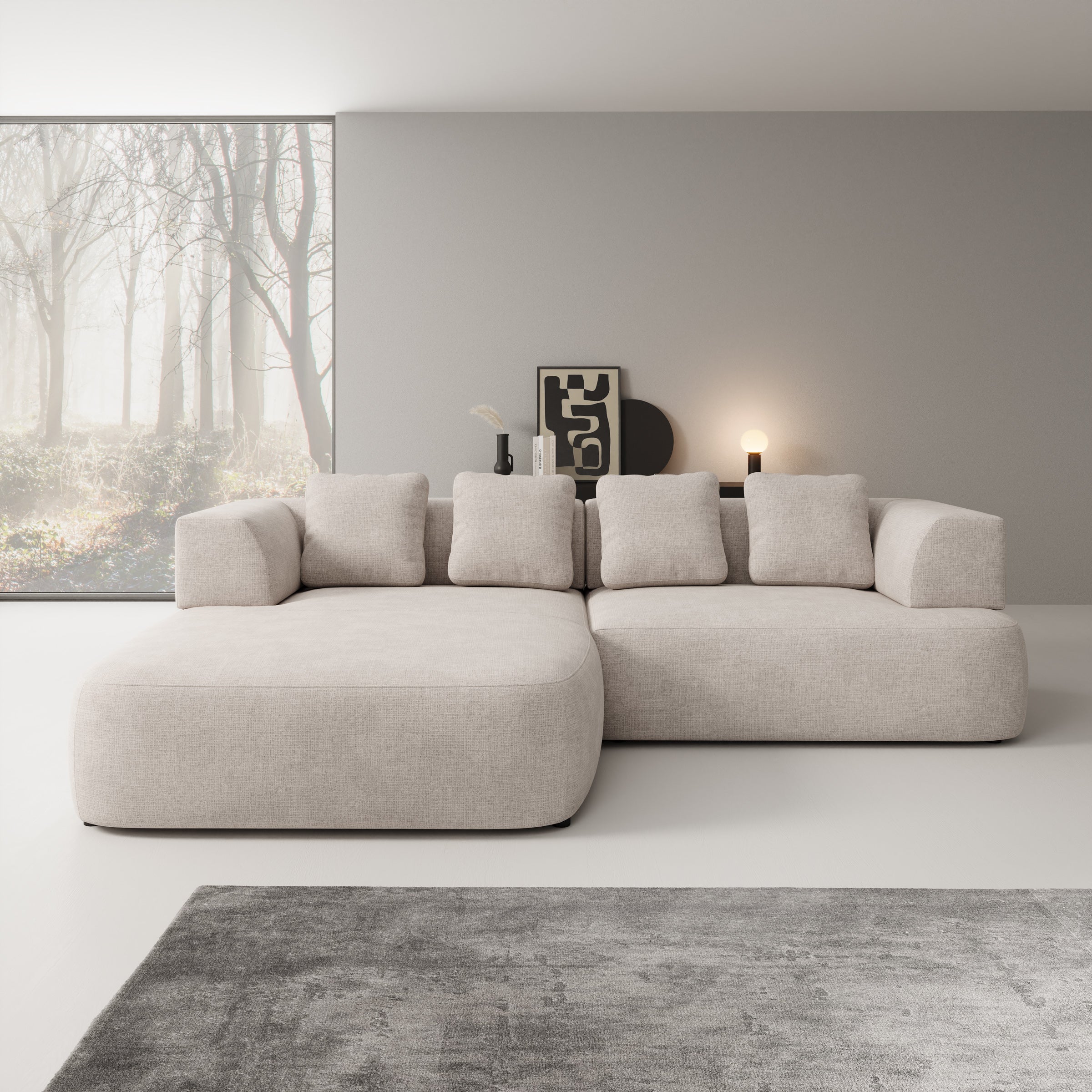 Marcelli - Hoekbank 3-zits met chaise longue - Stof beige - Links - Image 2