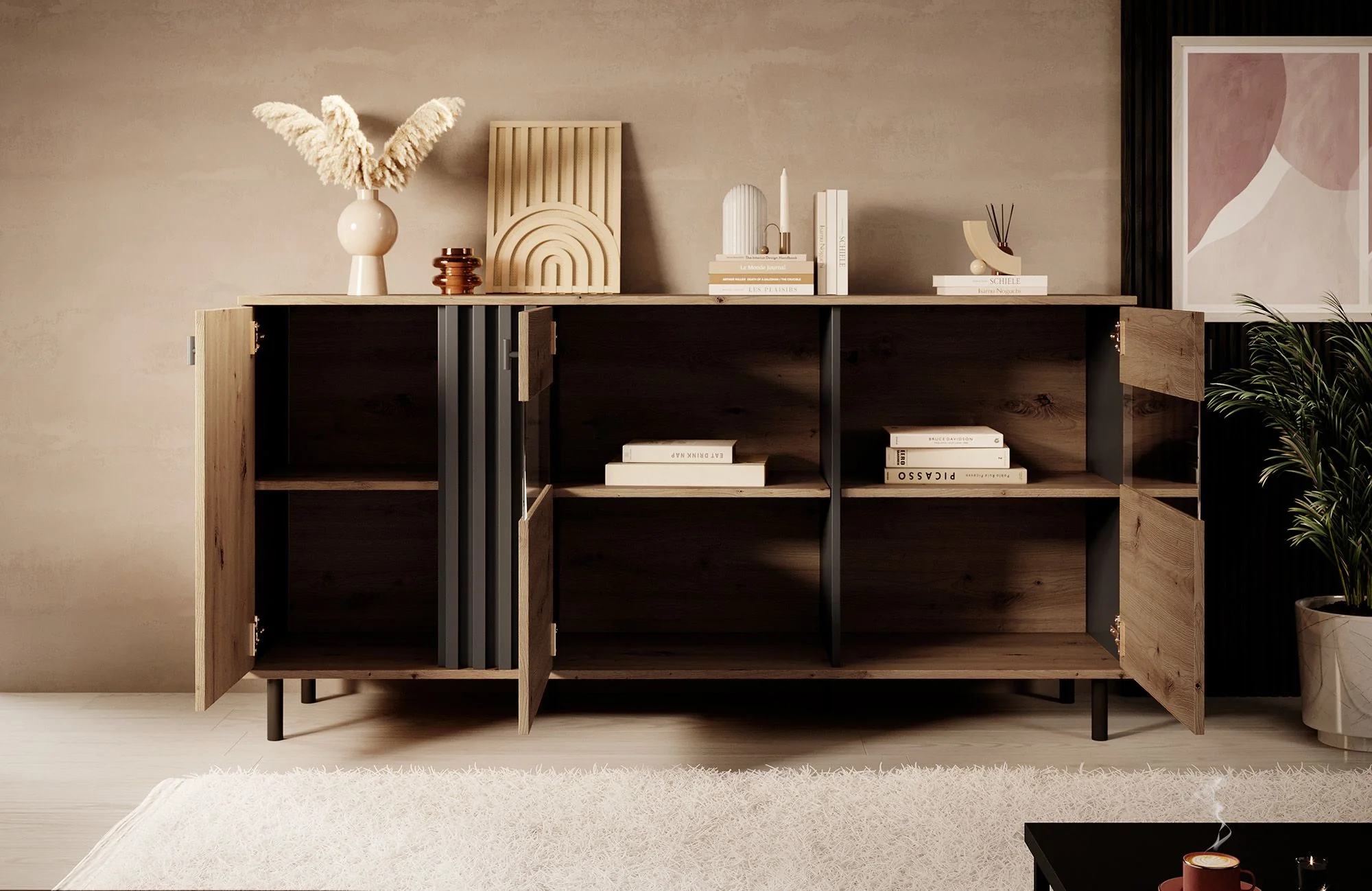 Marcos 2 - Dressoir - Eiken/antraciet - 165x40x82 cm - Image 4