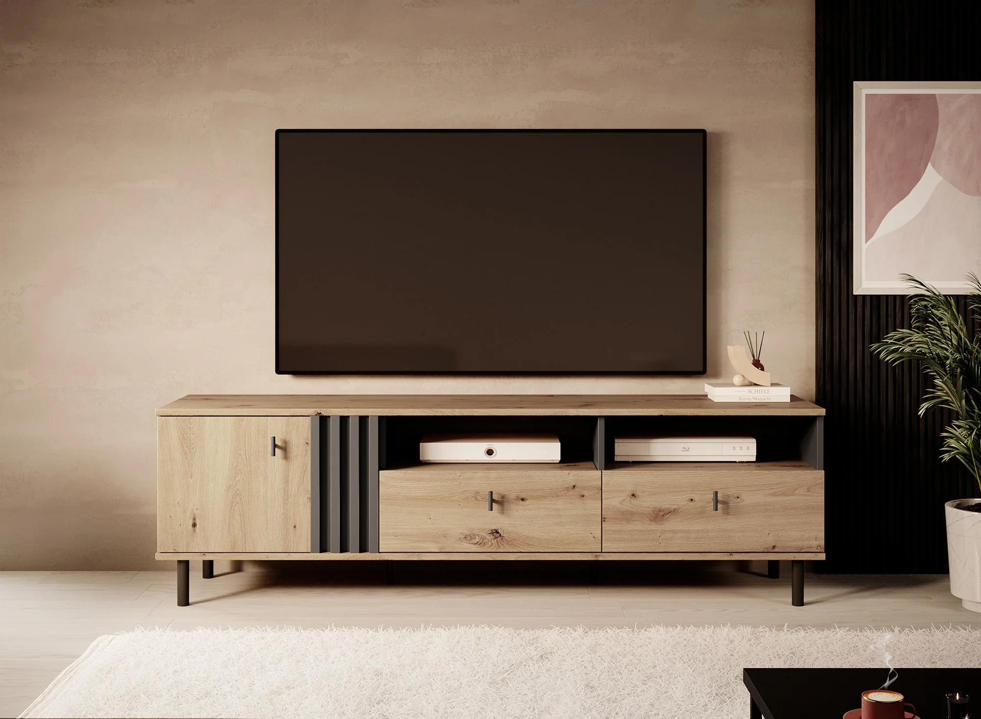 Marcos - TV-Meubel - Eiken/antraciet - 165 cm - Image 2