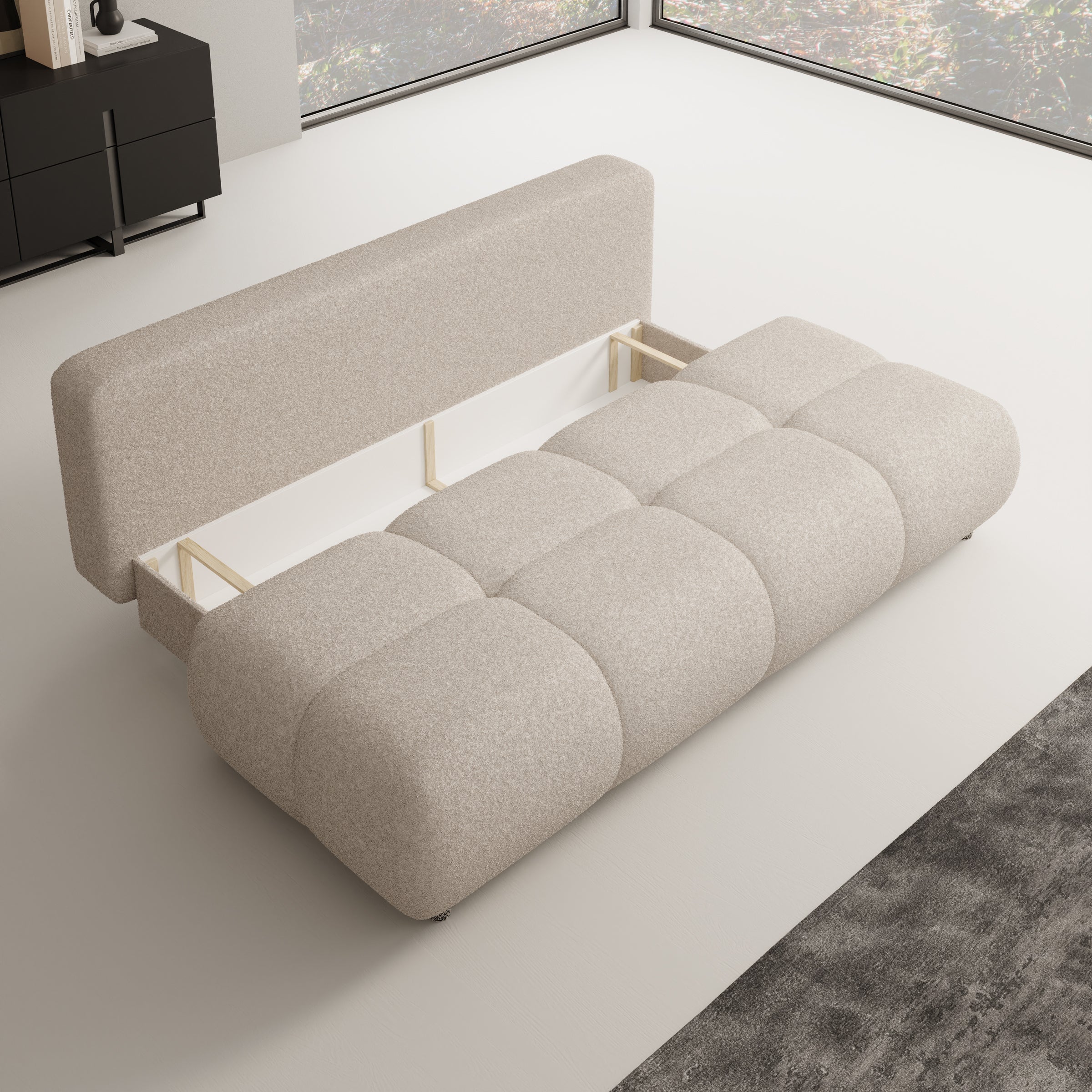 Marela - Slaapbank - Teddystof beige - 214x104x89 cm - Image 3