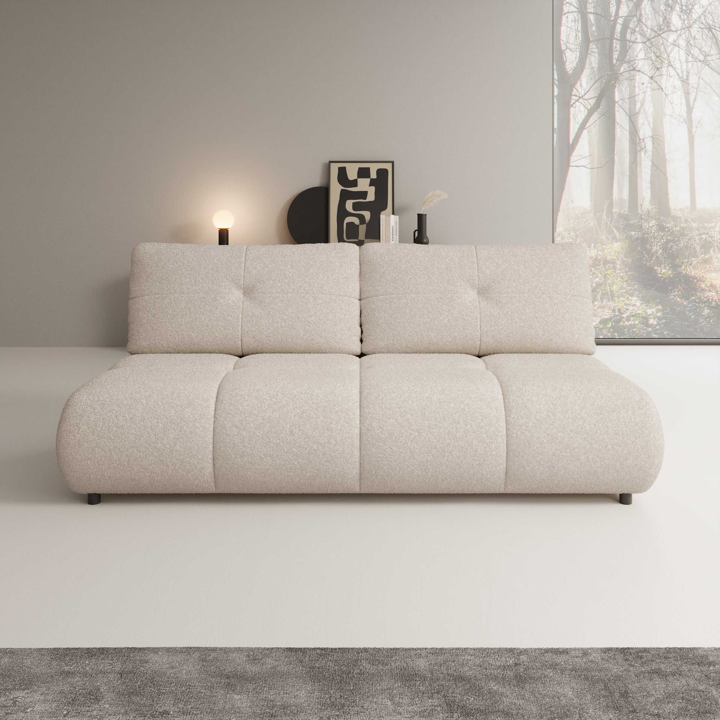 Marela - Slaapbank - Teddystof beige - 214x104x89 cm - Image 4