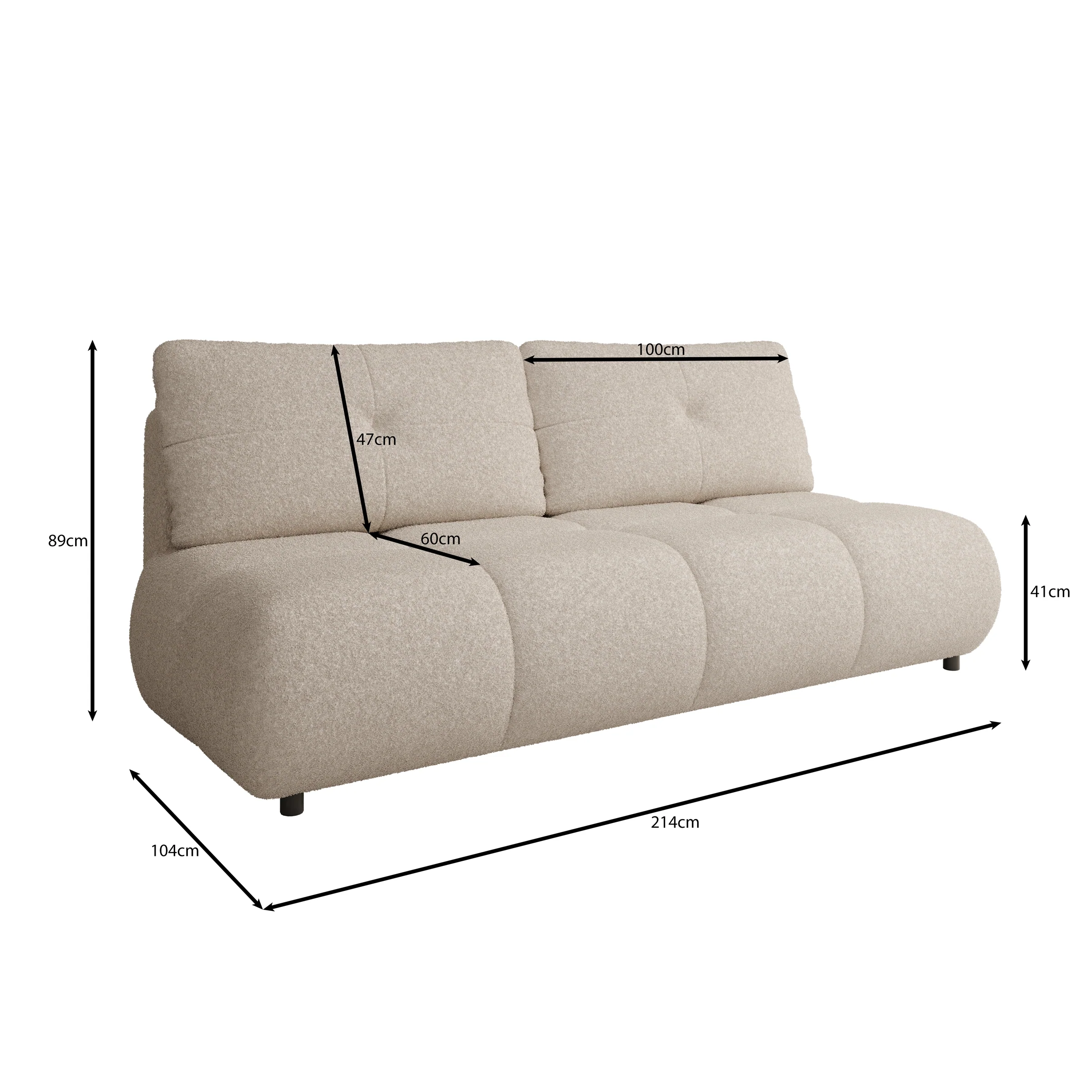 Marela - Slaapbank - Teddystof beige - 214x104x89 cm - Image 5