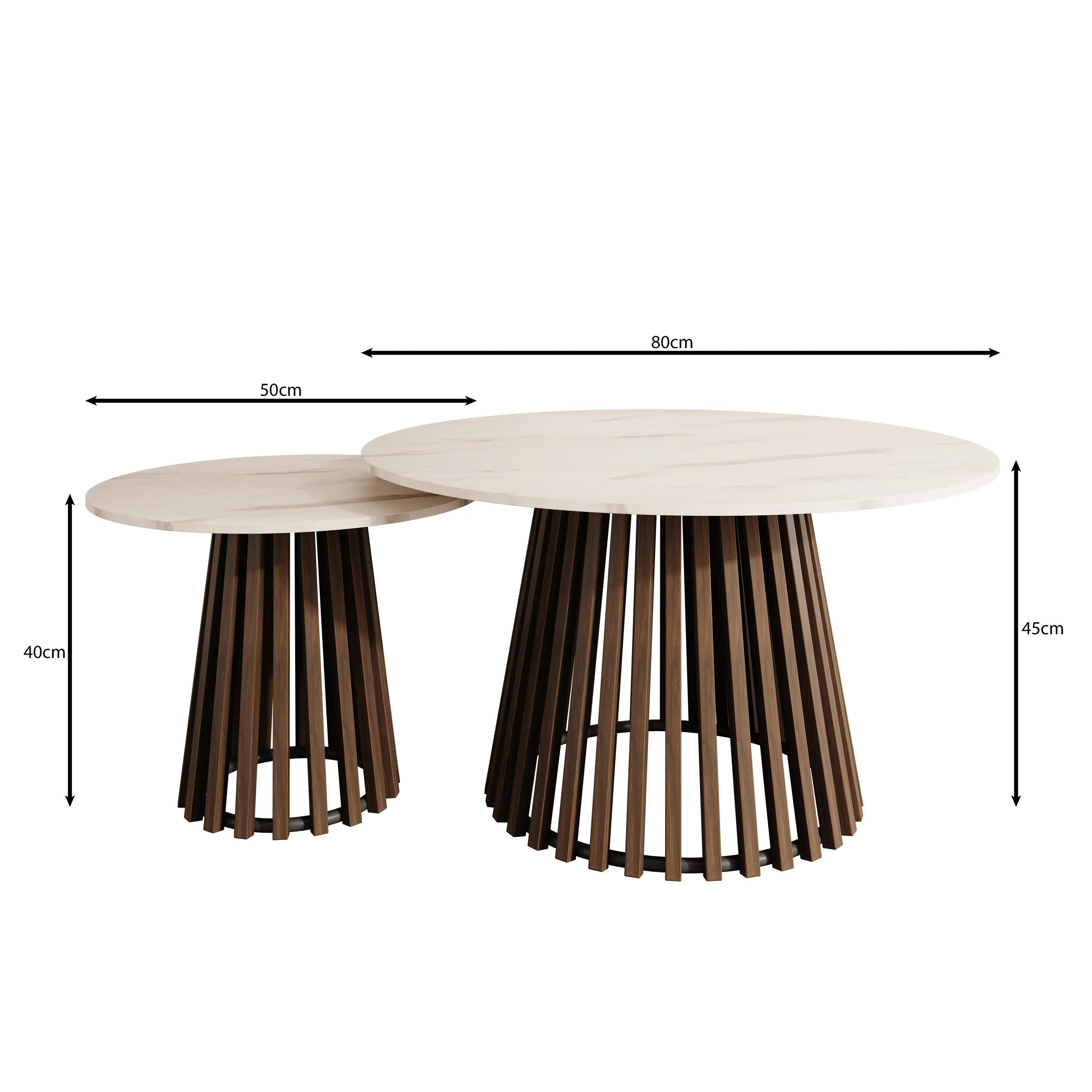 Maroa - Salontafel set van 2 - Walnootpatroon/Marmerlook - 80x45 cm - Image 4