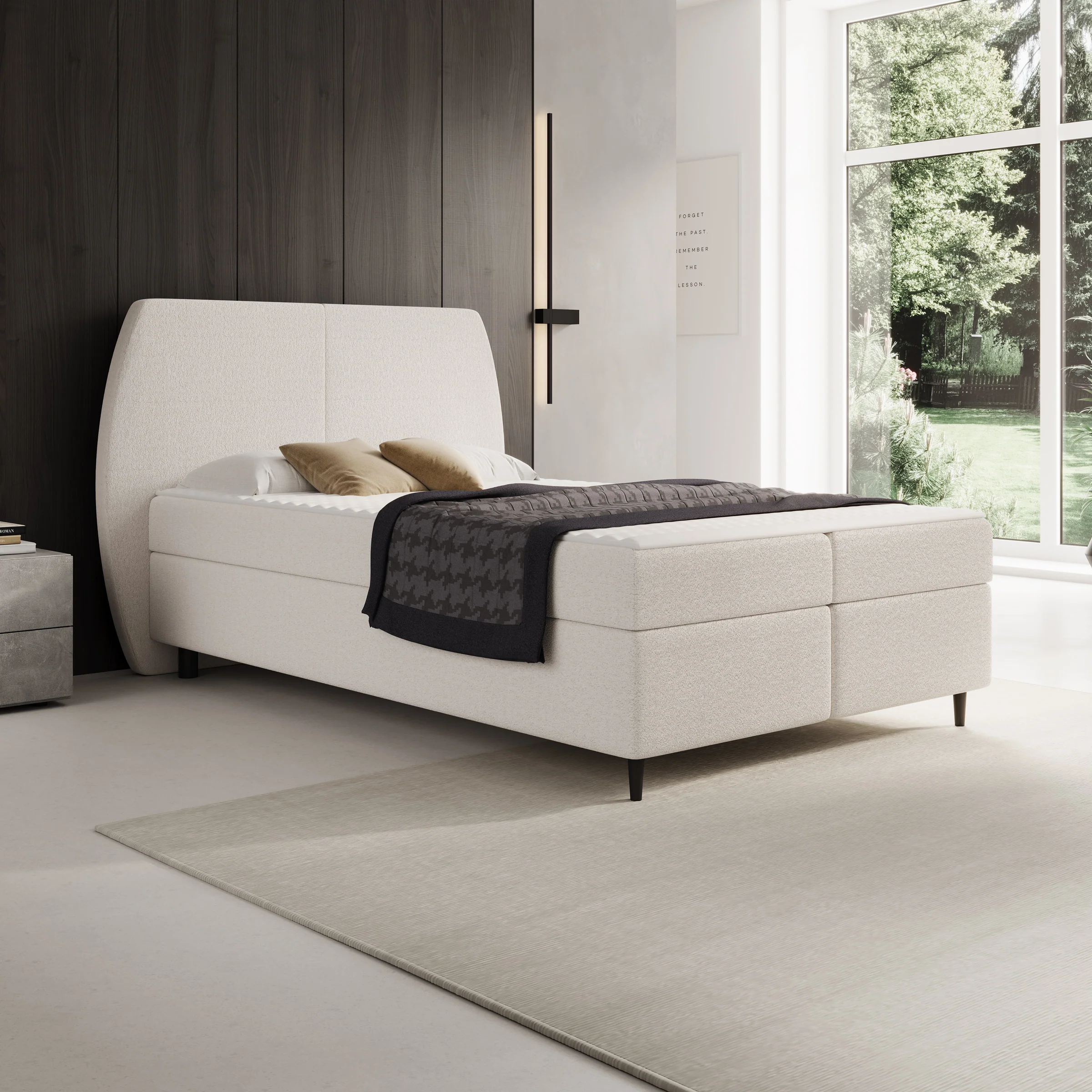 Marvella - Boxspring met opbergruimte - Stof beige - 140x200 cm