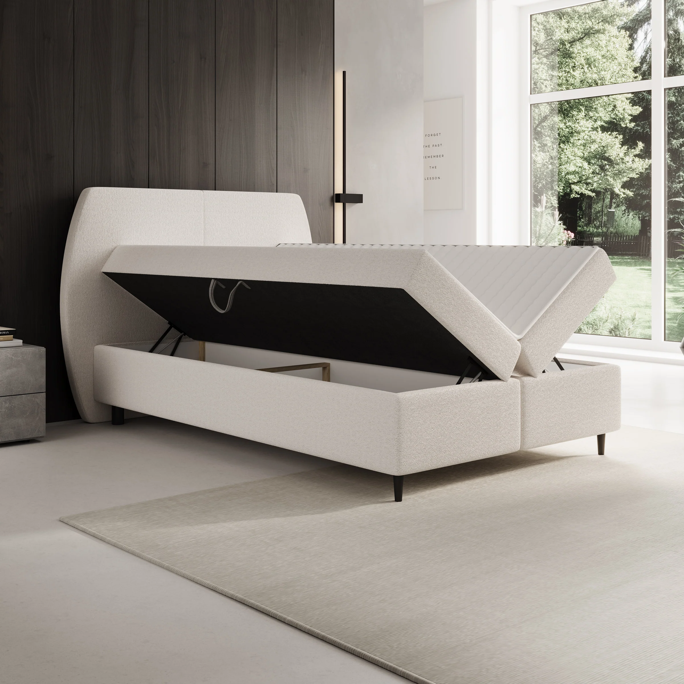 Marvella - Boxspring met opbergruimte - Stof beige - 140x200 cm - Image 2