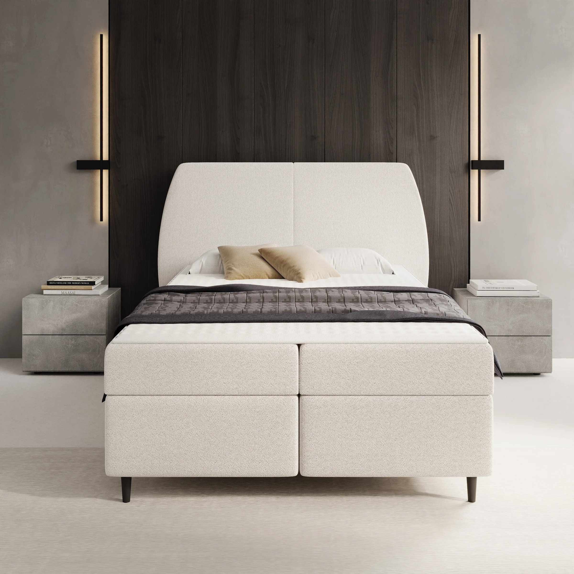 Marvella - Boxspring met opbergruimte - Stof beige - 140x200 cm - Image 3