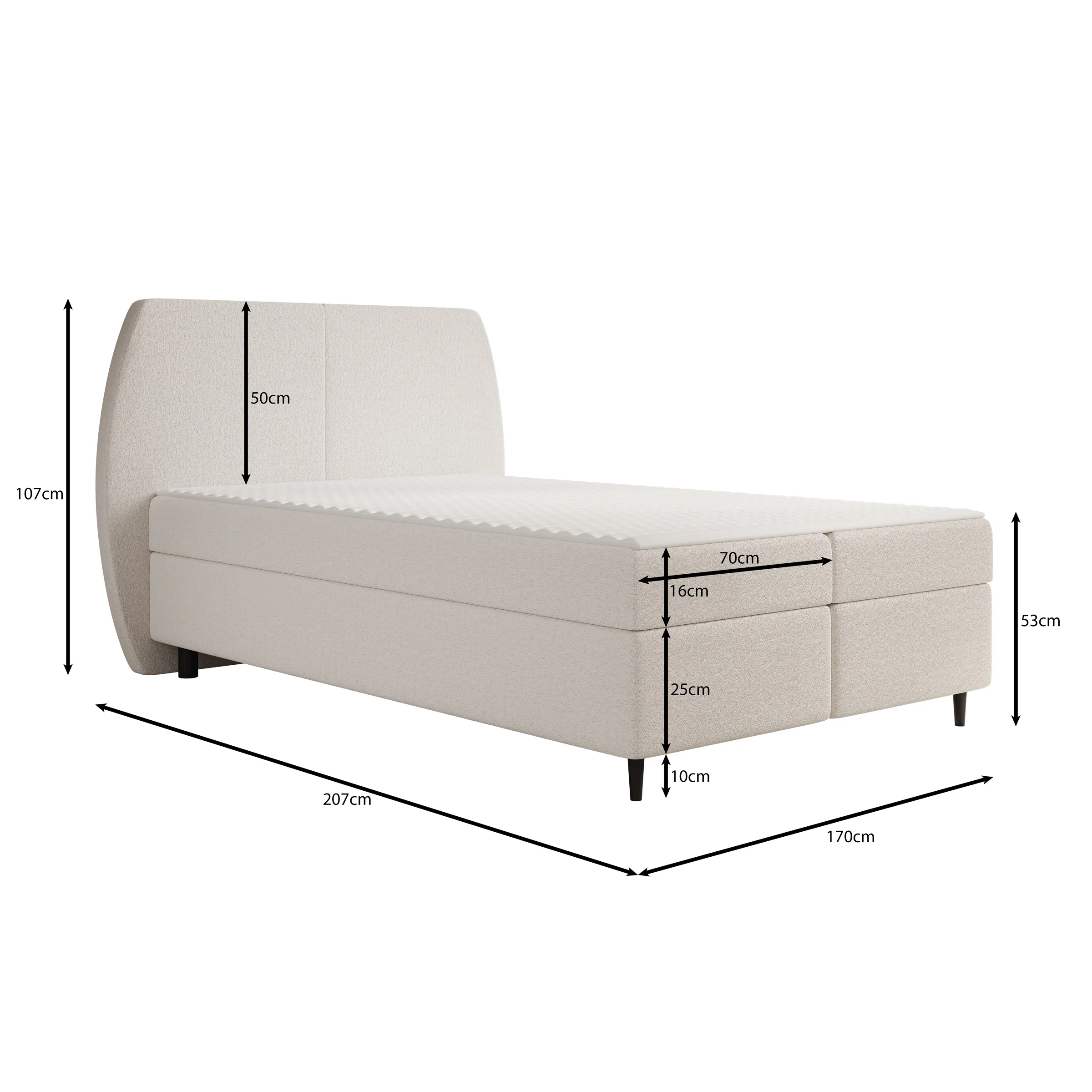 Marvella - Boxspring met opbergruimte - Stof beige - 140x200 cm - Image 4