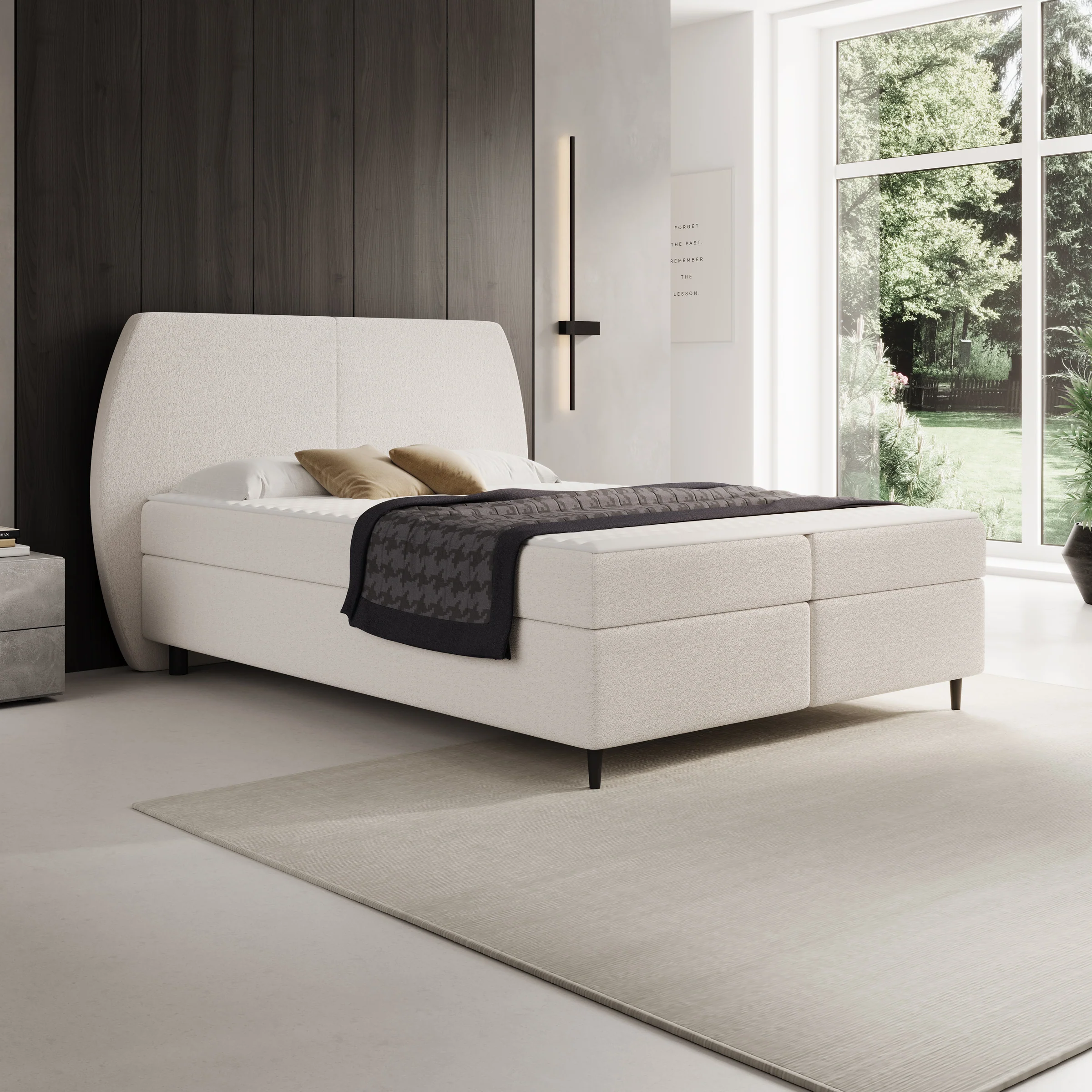 Marvella - Boxspring met opbergruimte - Stof beige - 160x200 cm
