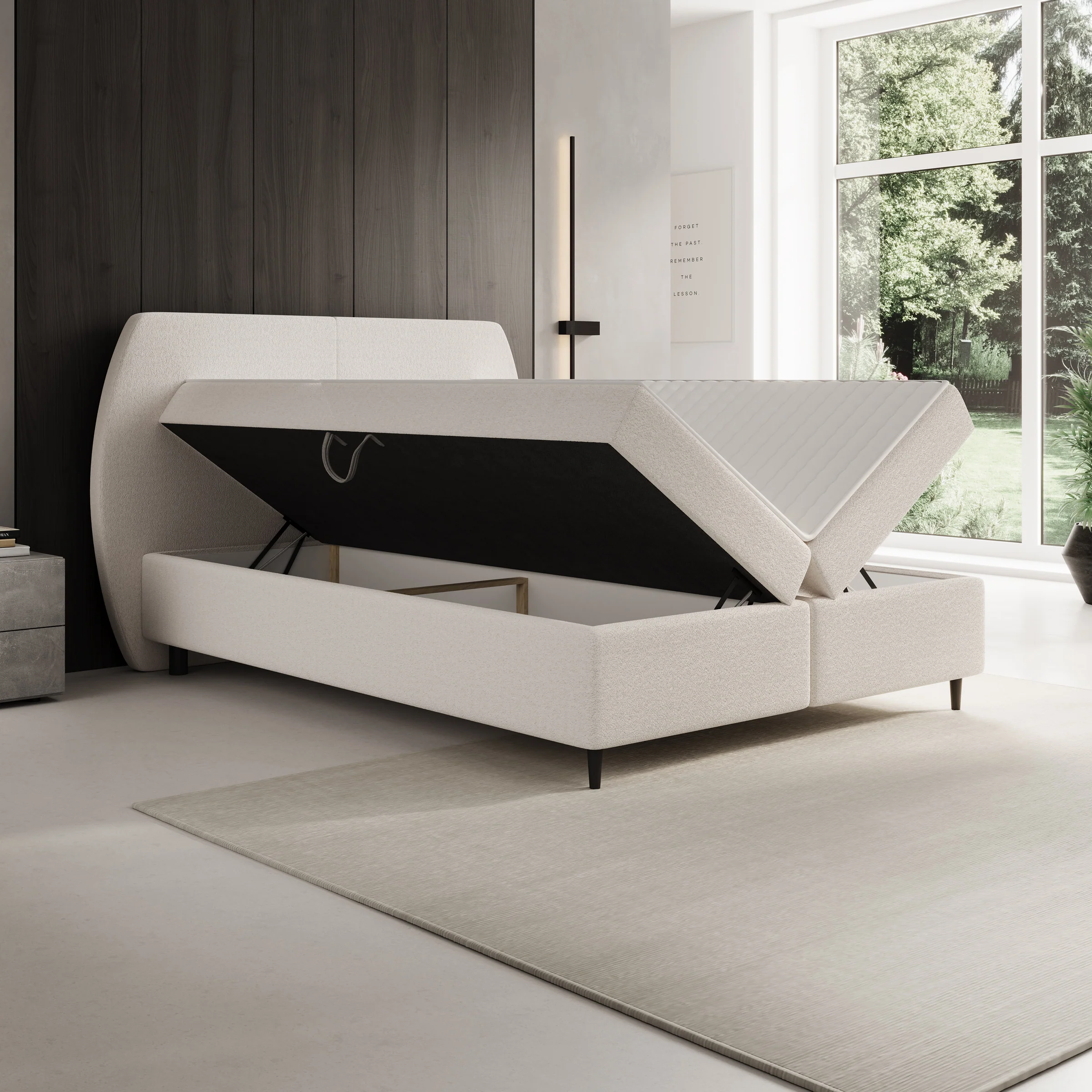 Marvella - Boxspring met opbergruimte - Stof beige - 160x200 cm - Image 2