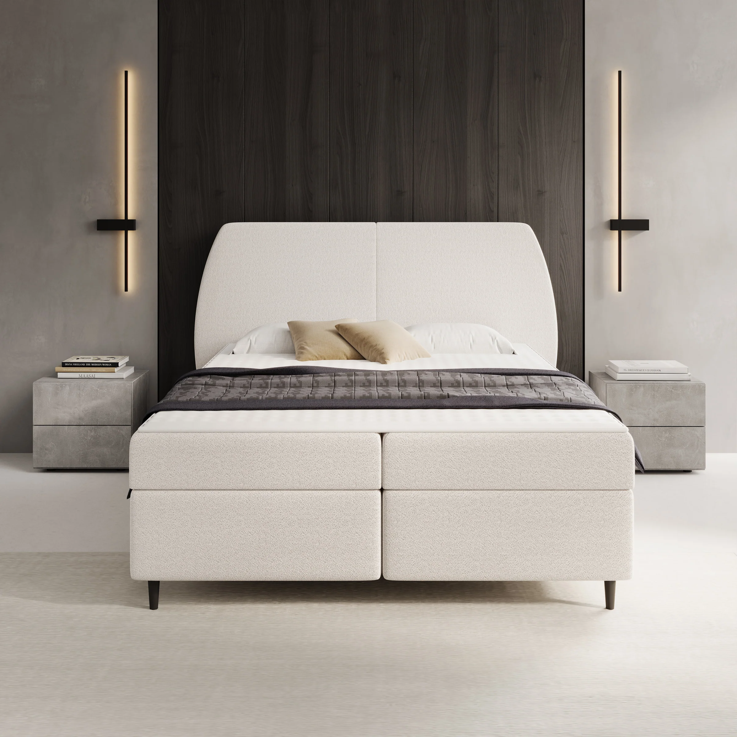 Marvella - Boxspring met opbergruimte - Stof beige - 160x200 cm - Image 3