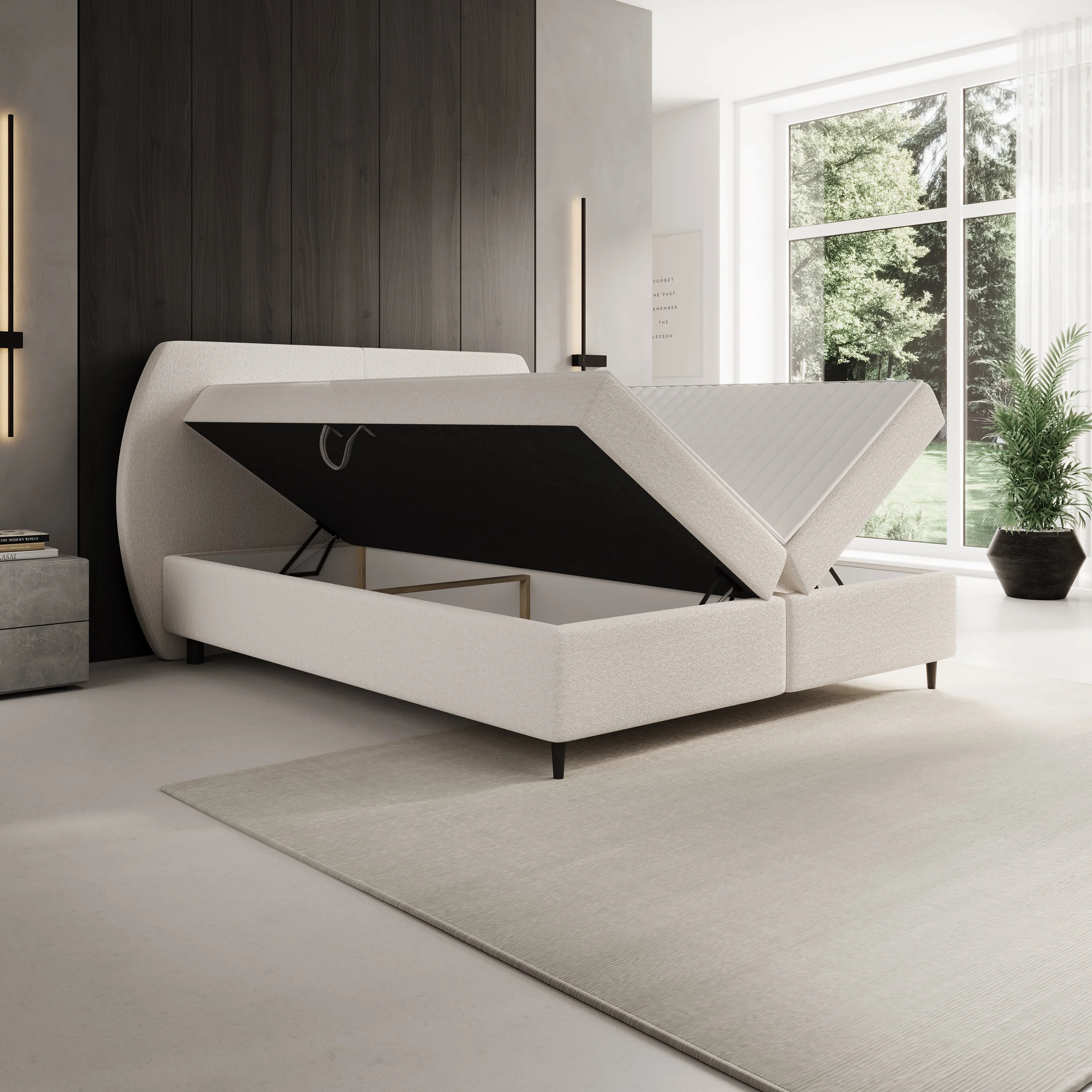 Marvella - Boxspring met opbergruimte - Stof beige - 180x200 cm - Image 2