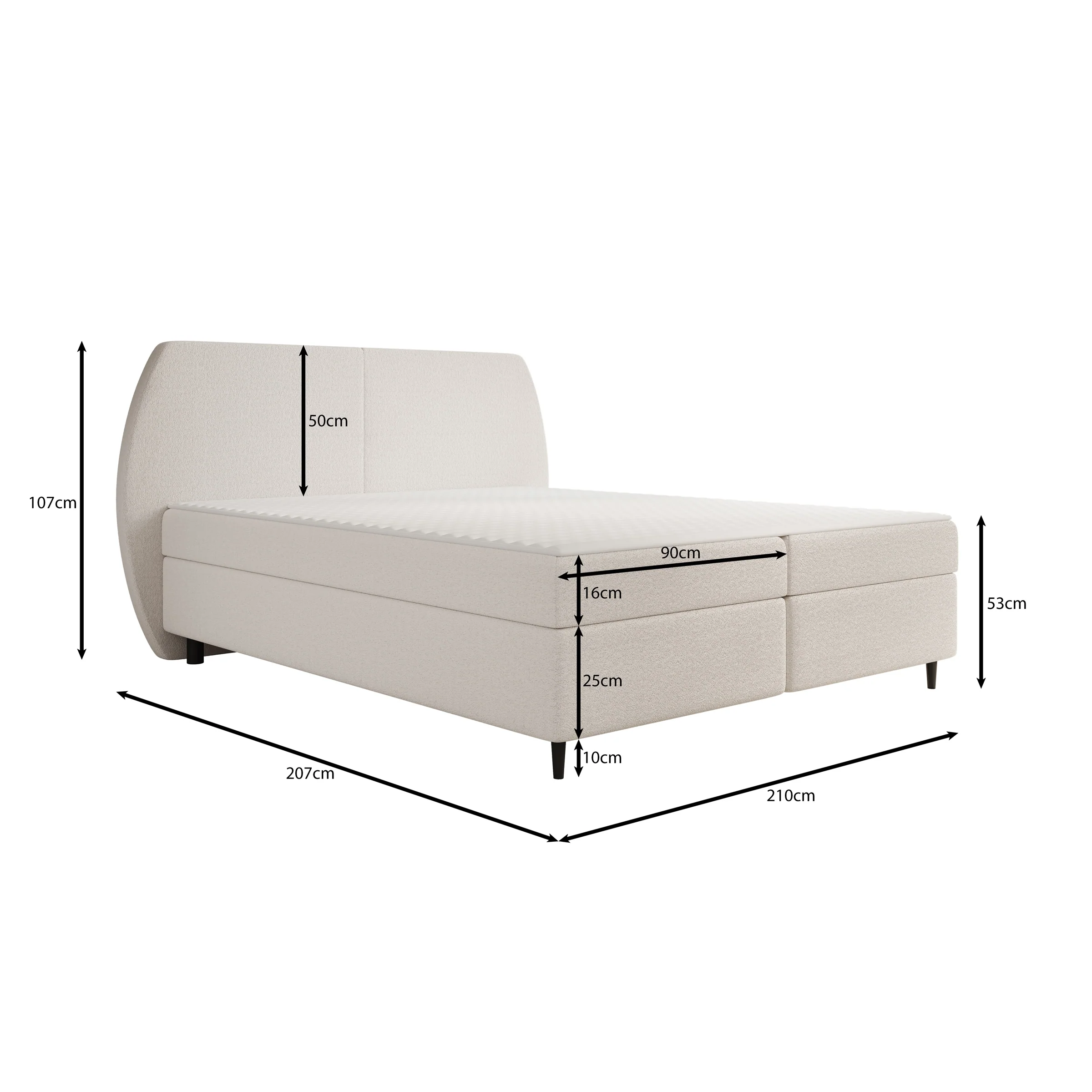 Marvella - Boxspring met opbergruimte - Stof beige - 180x200 cm - Image 4