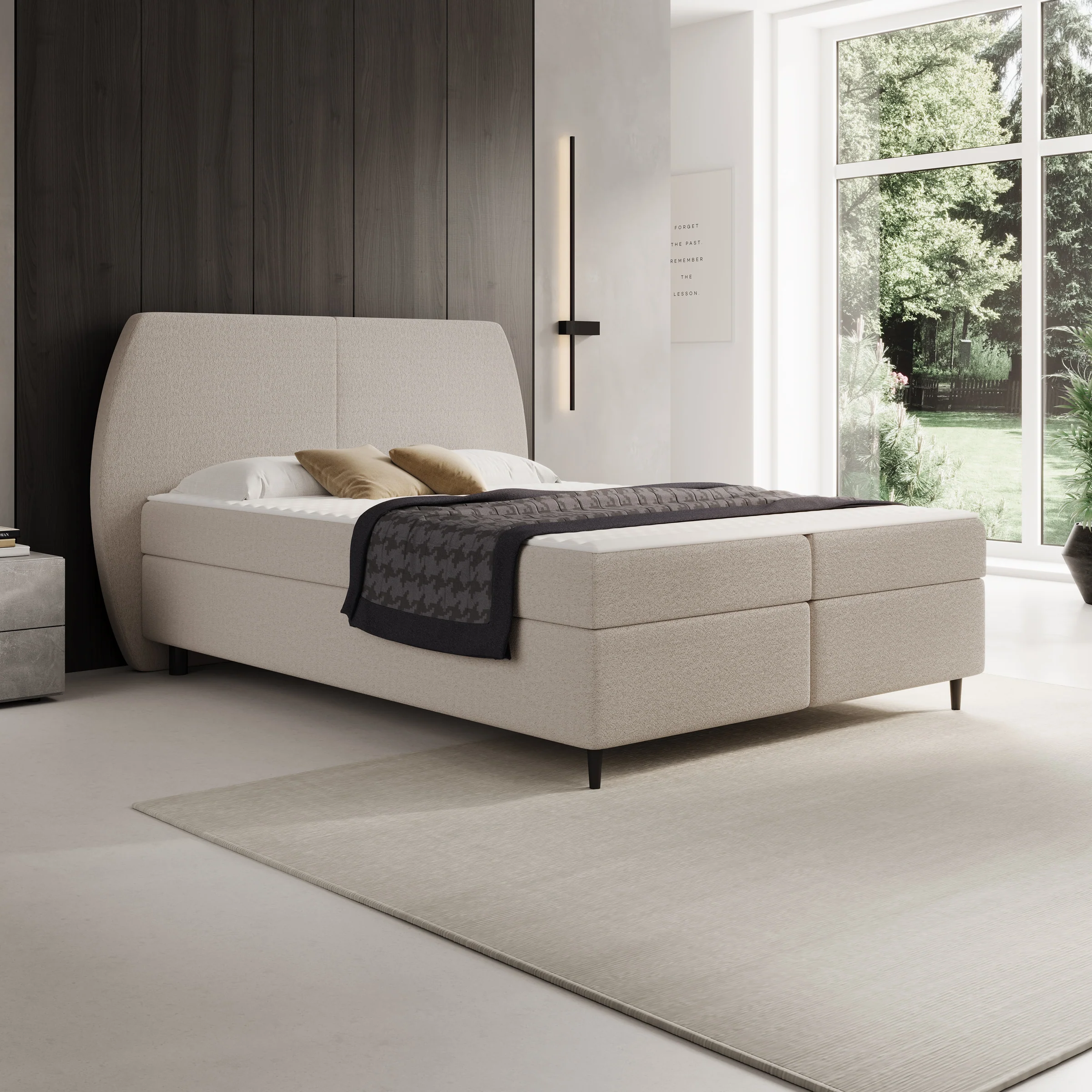 Marvella - Boxspring met opbergruimte - Stof taupe - 160x200