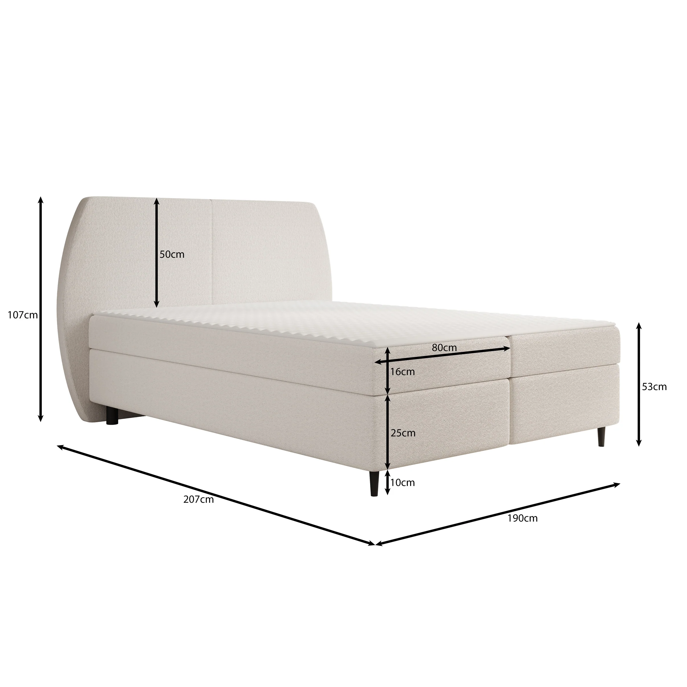 Marvella - Boxspring met opbergruimte - Stof taupe - 160x200 - Image 4