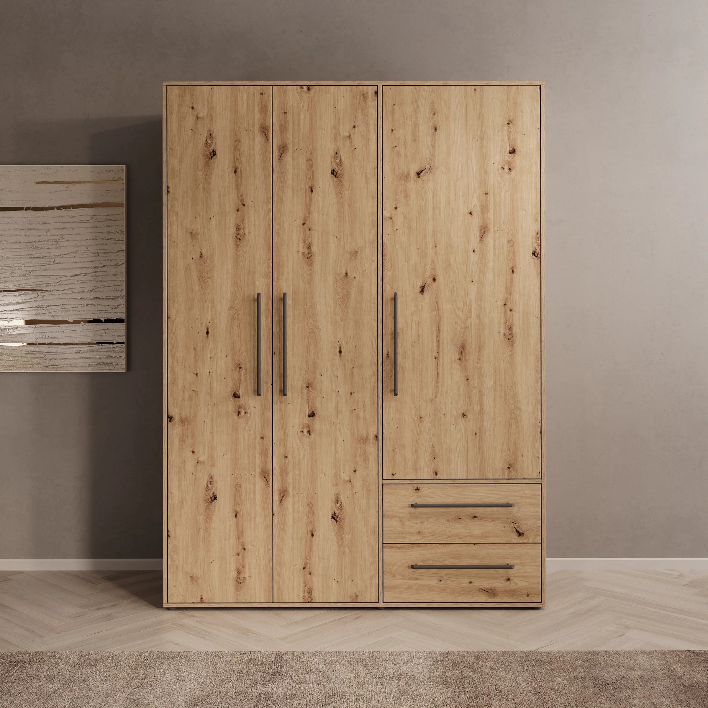 Mayen - Kledingkast 3 deuren - Eikenpatroon - 145x59x200 cm - Image 3