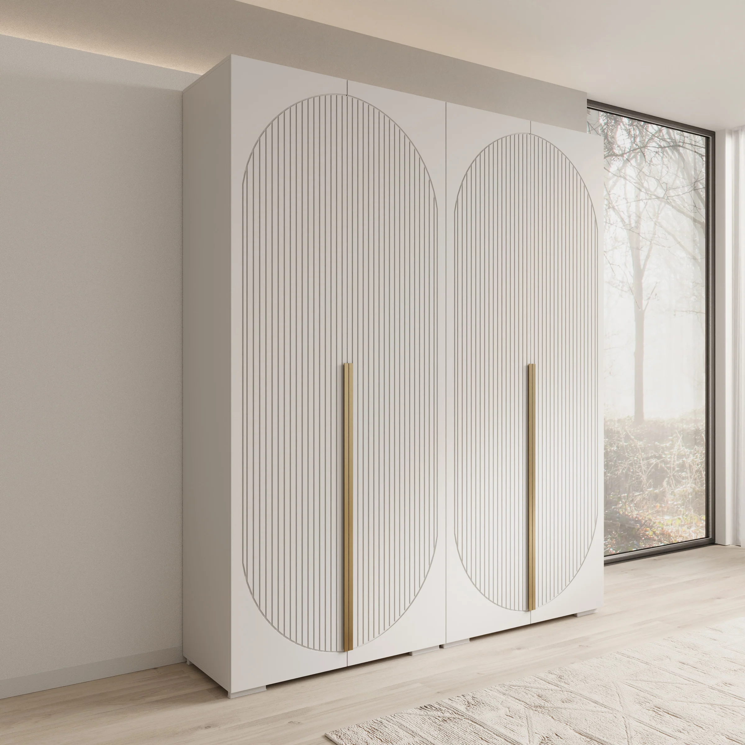 Mayfair - Kledingkast 4-deurs - Wit - 200x47x237 cm