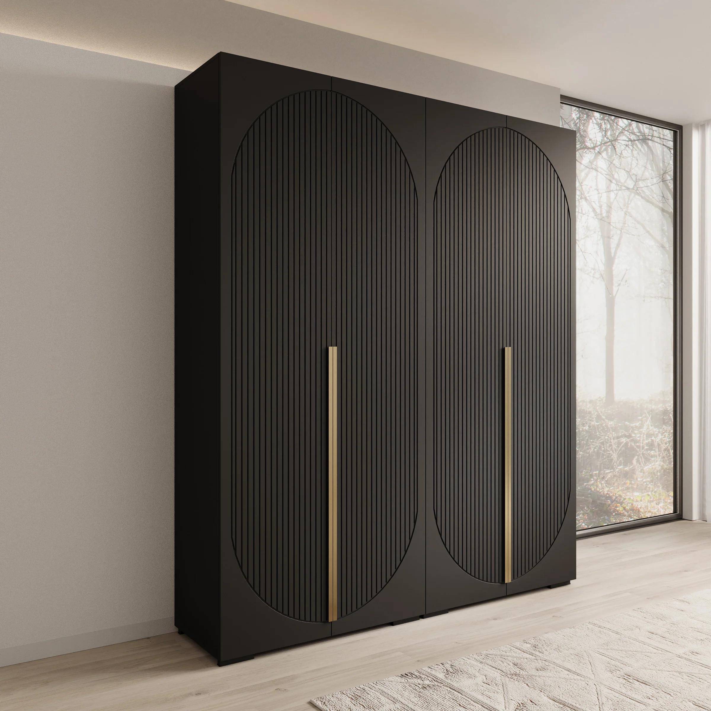 Mayfair - Kledingkast 4-deurs - Zwart - 200x47x237 cm