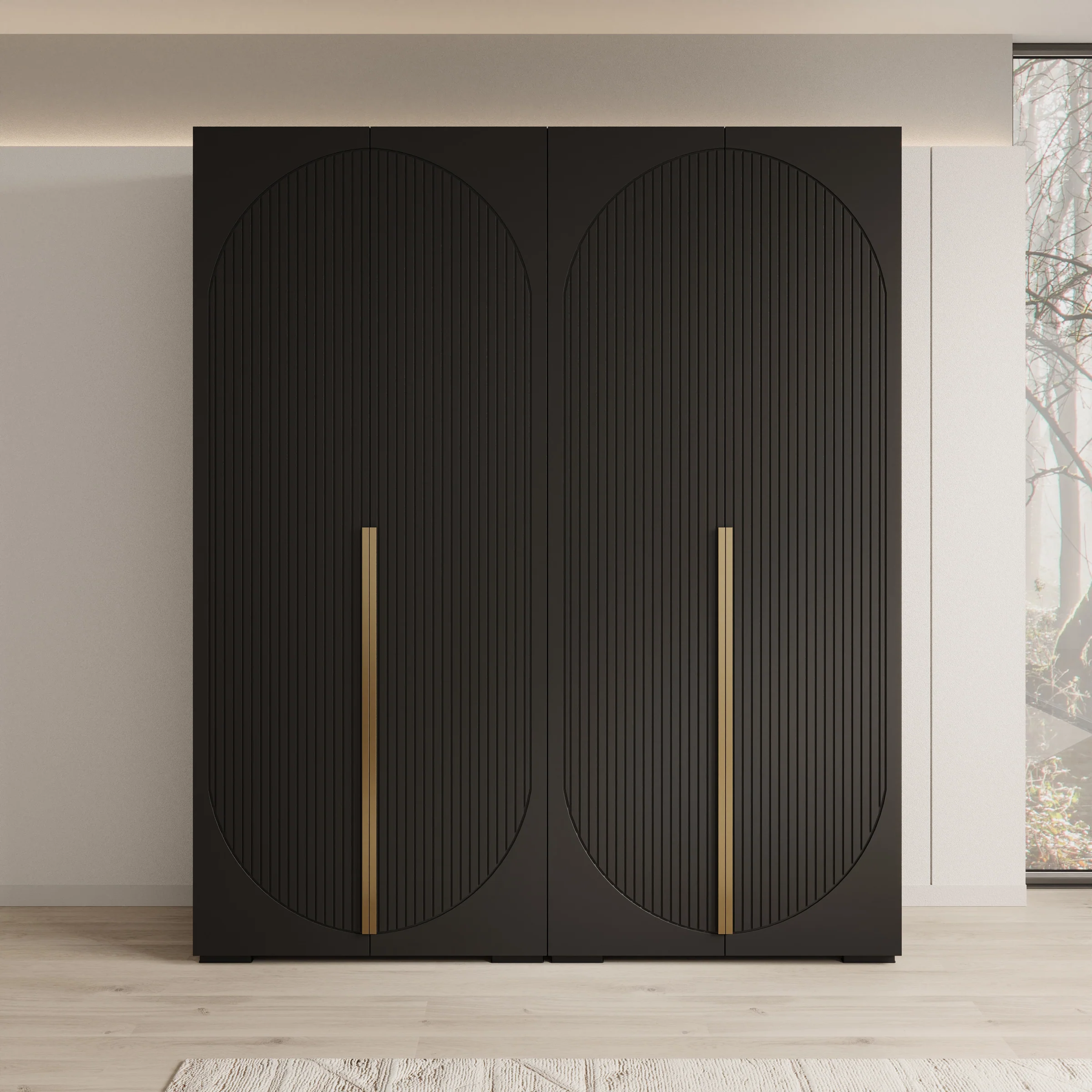 Mayfair - Kledingkast 4-deurs - Zwart - 200x47x237 cm - Image 3