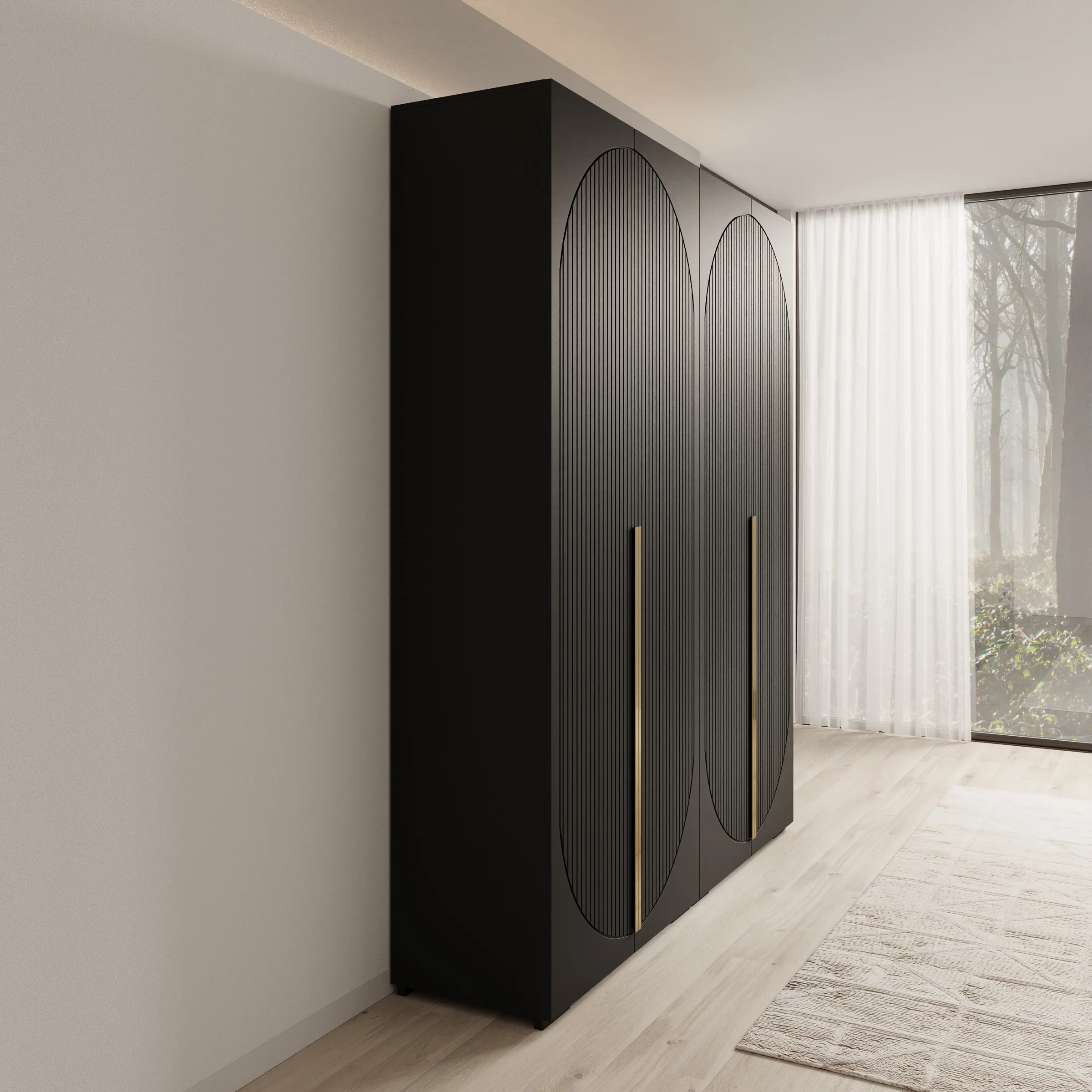 Mayfair - Kledingkast 4-deurs - Zwart - 200x47x237 cm - Image 4