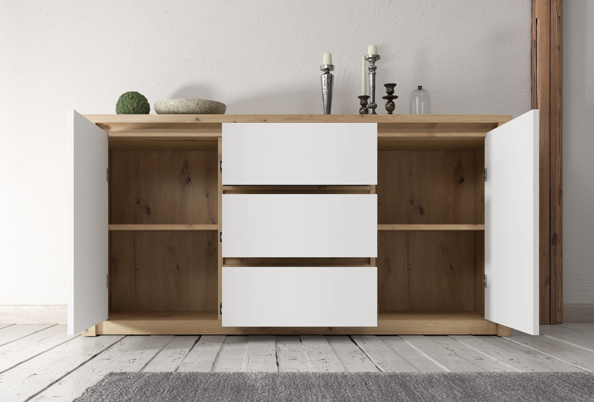 Melody - Dressoir - Wit/eiken - 140x43x80 cm - Image 2