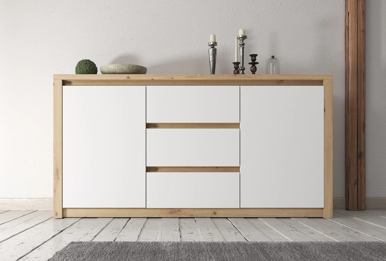 Melody - Dressoir - Wit/eiken - 140x43x80 cm - Image 3