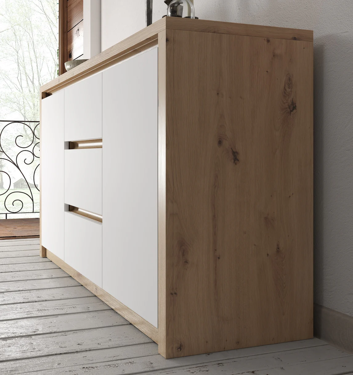 Melody - Dressoir - Wit/eiken - 140x43x80 cm - Image 4