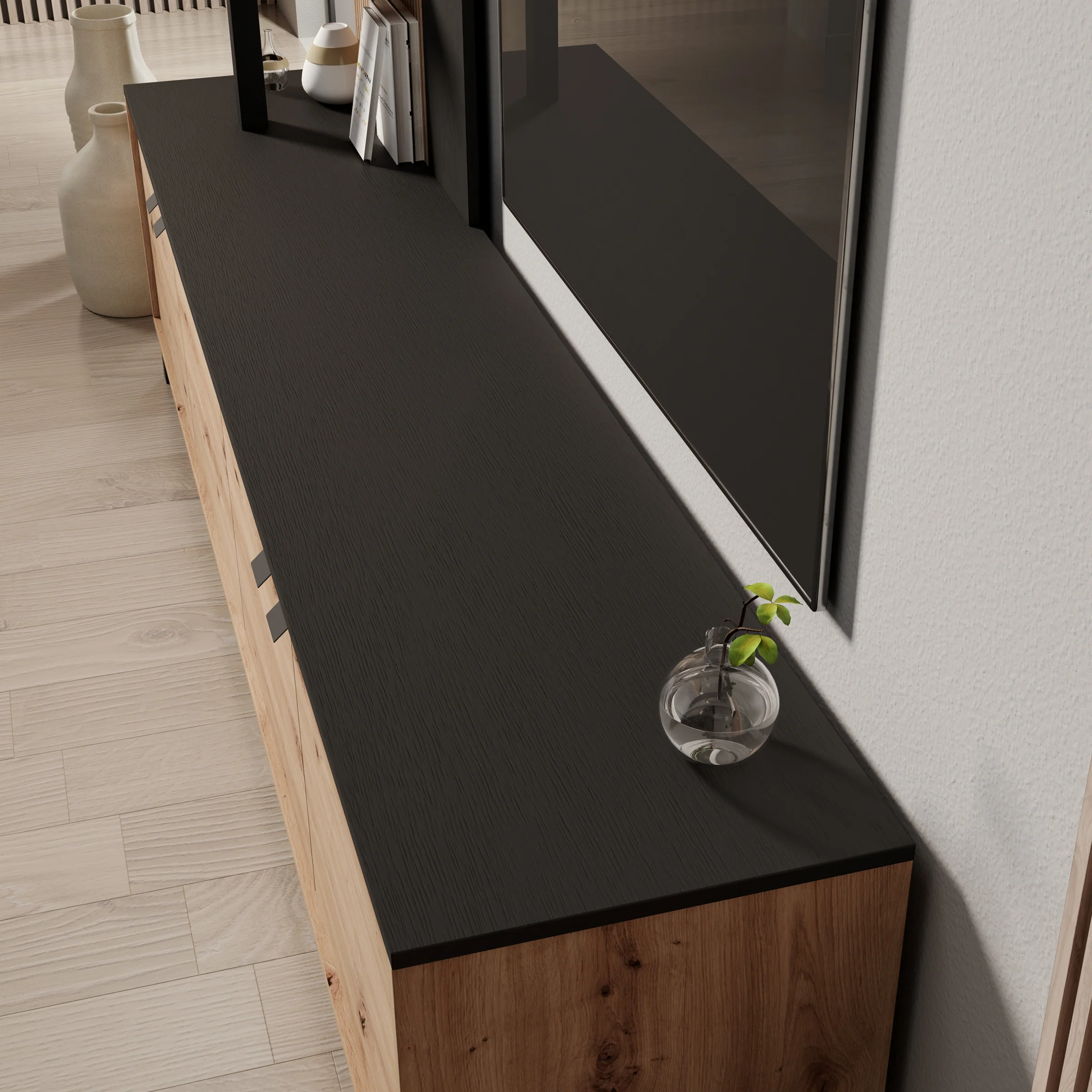 Merlo - Wandmeubel - Eikenpatroon - 208x40x167 cm - Image 5