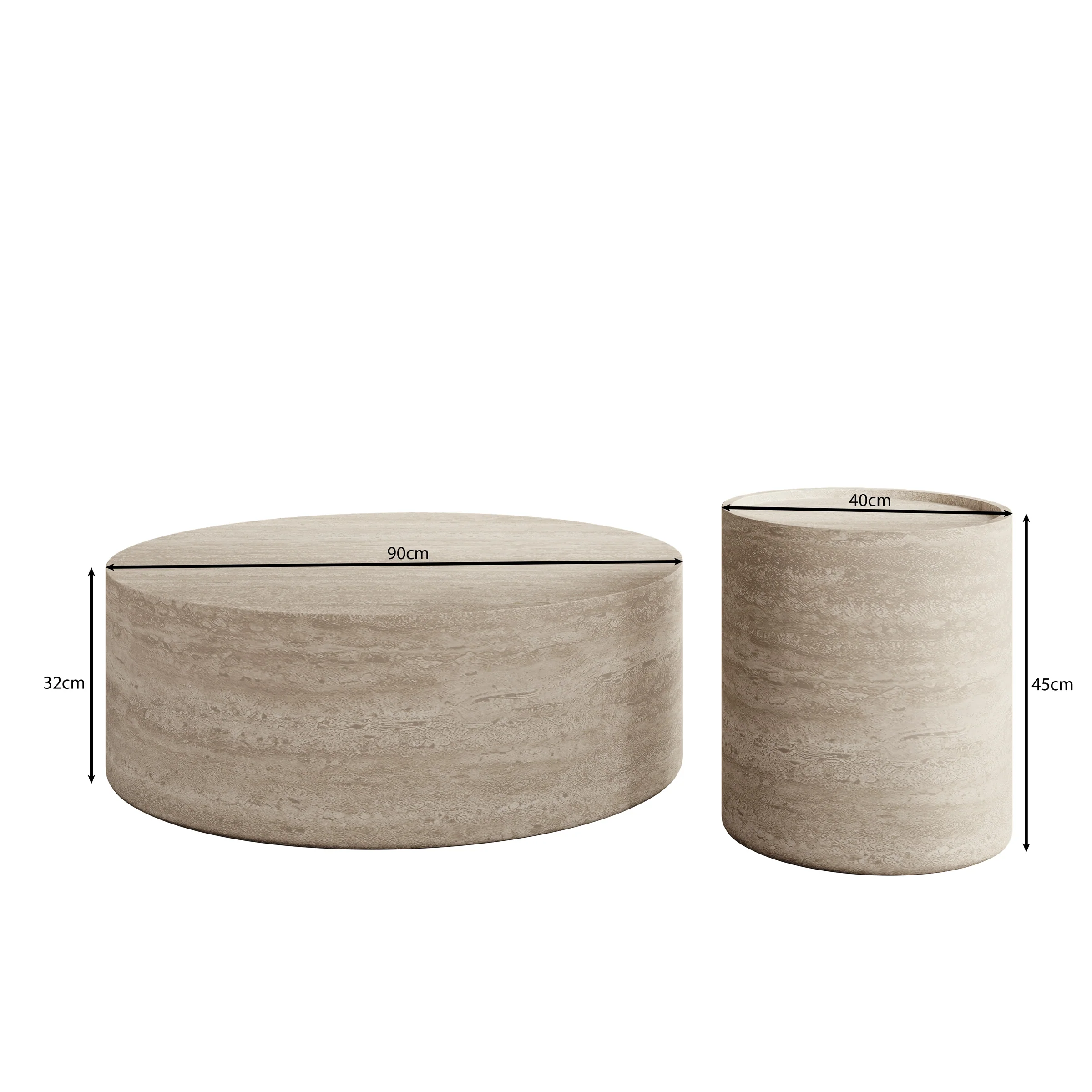 Mesa - Salontafel set van 2 - Travertin - 90x32 cm - Image 3