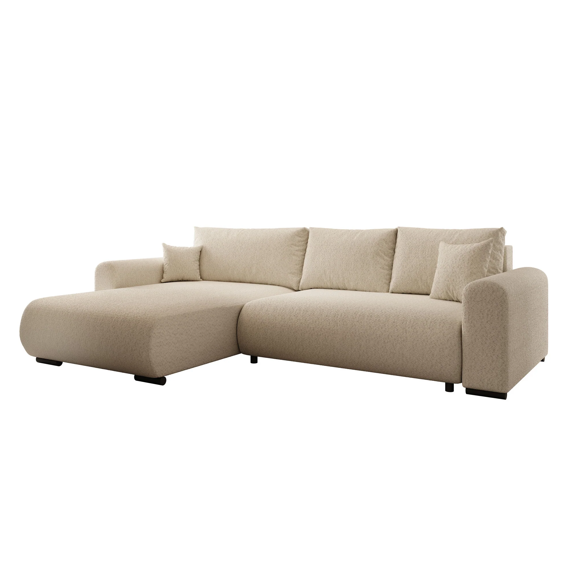 Mindin - Hoekbank 3-zits met chaise longue - Teddystof beige - Universeel - Image 5
