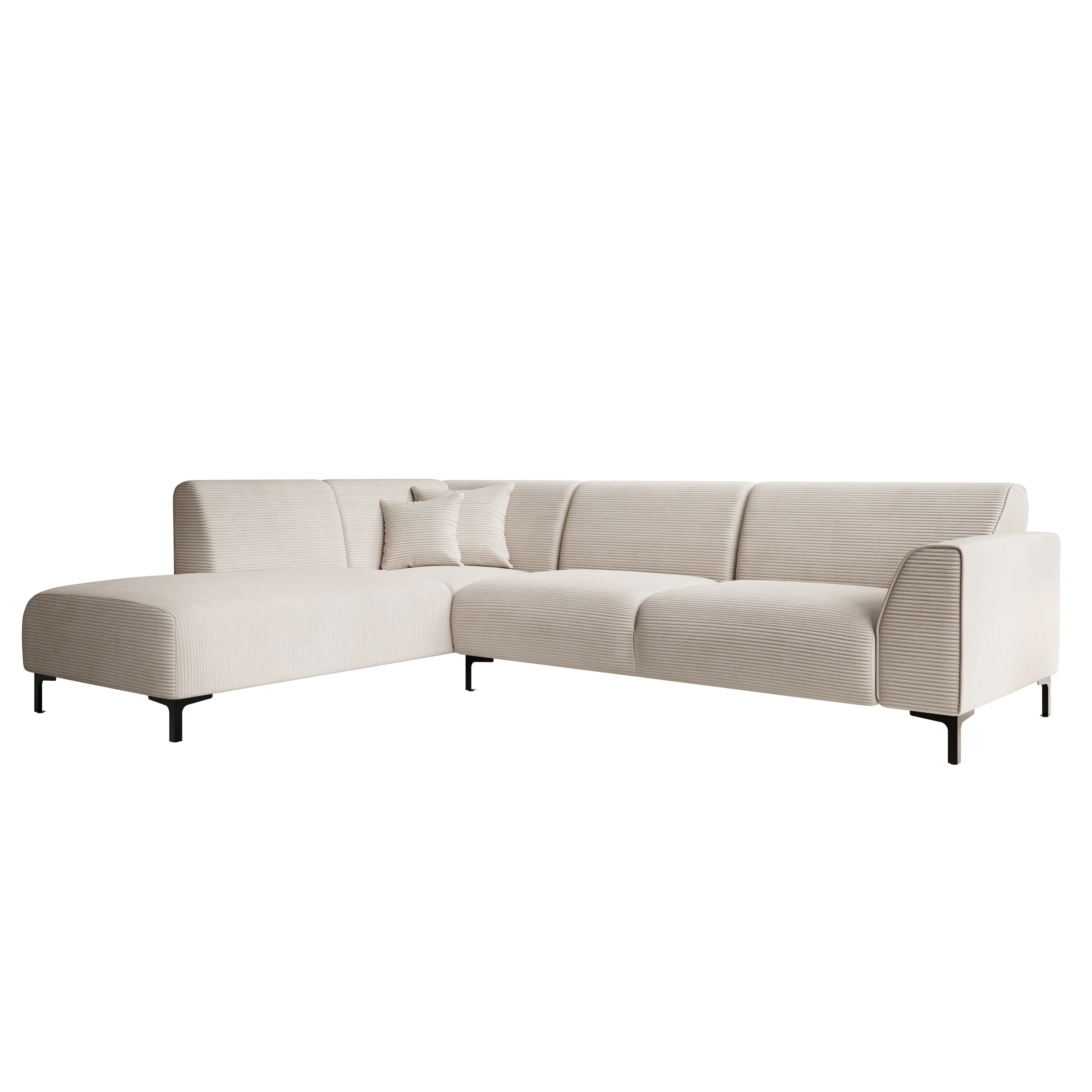 Moana - Hoekbank 4-zits met chaise longue - Ribstof beige - Links - Image 5