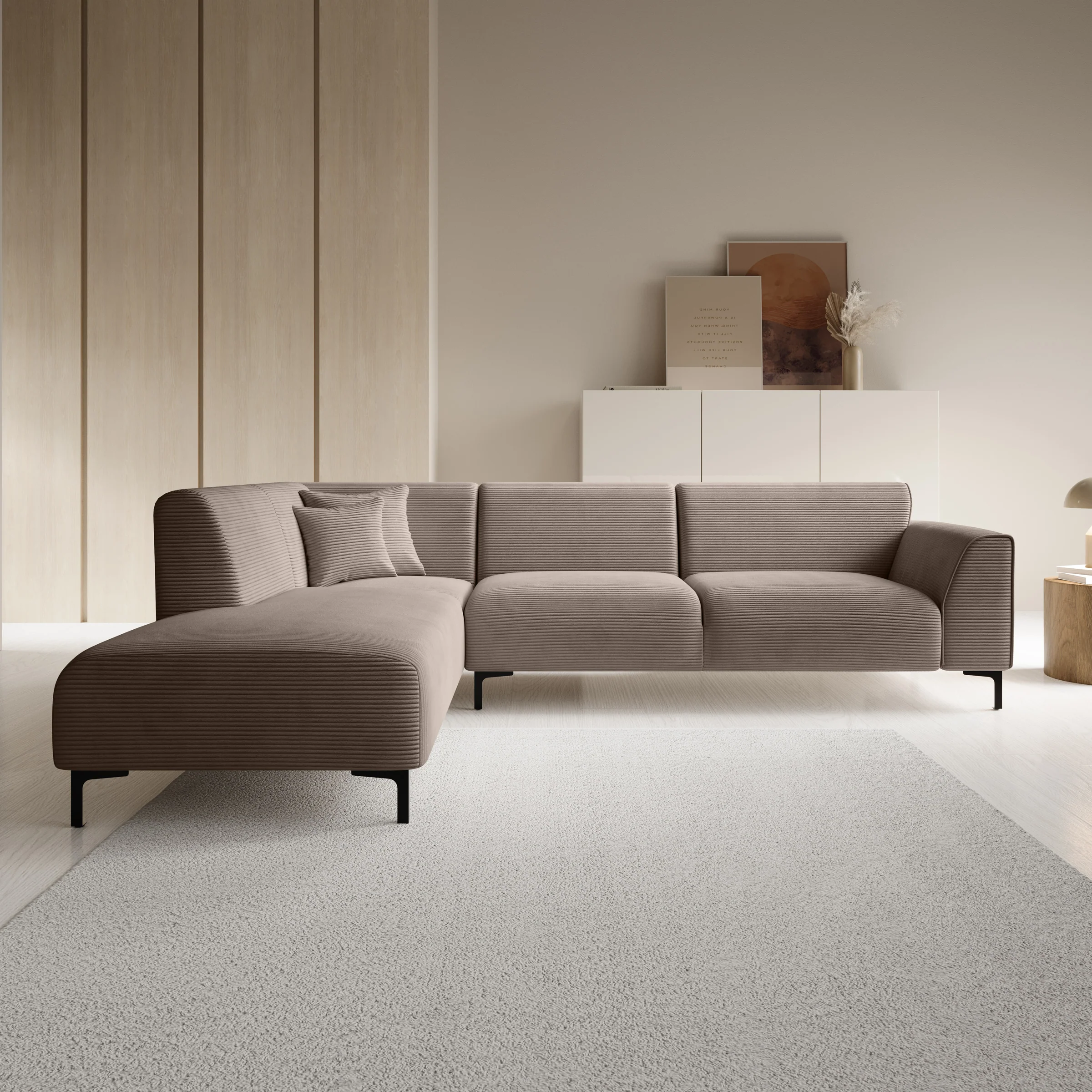 Moana - Hoekbank 4-zits met chaise longue - Ribstof bruin - Links - Image 2