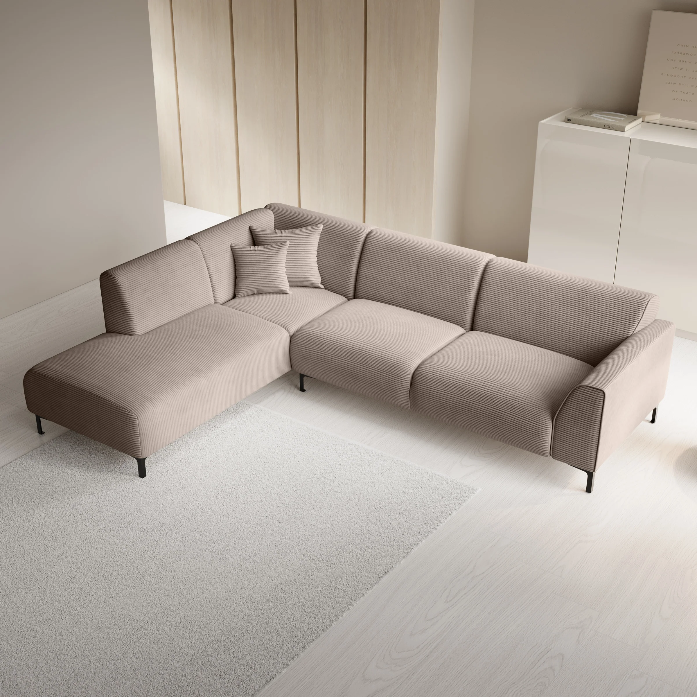 Moana - Hoekbank 4-zits met chaise longue - Ribstof bruin - Links - Image 3