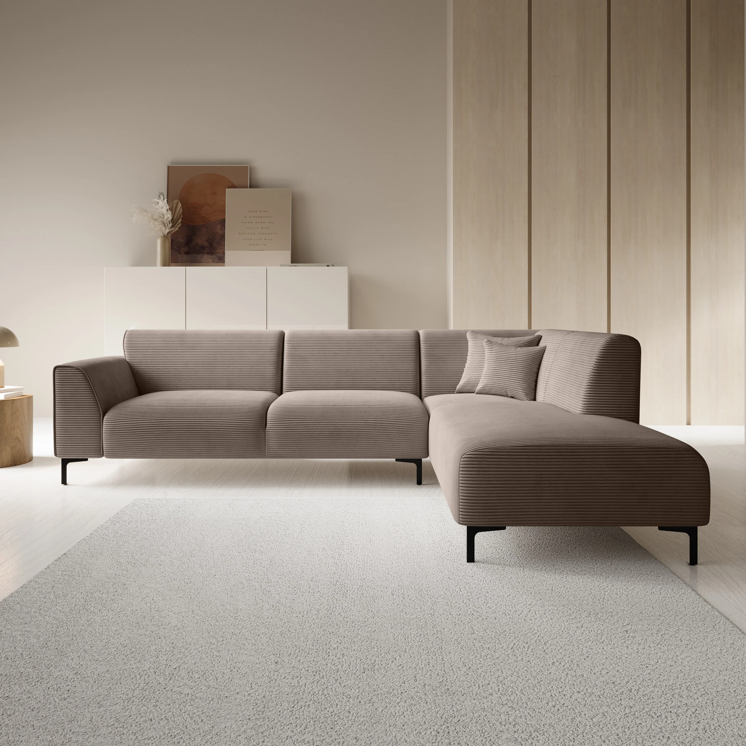 Moana - Hoekbank 4-zits met chaise longue - Ribstof bruin - Rechts - Image 2