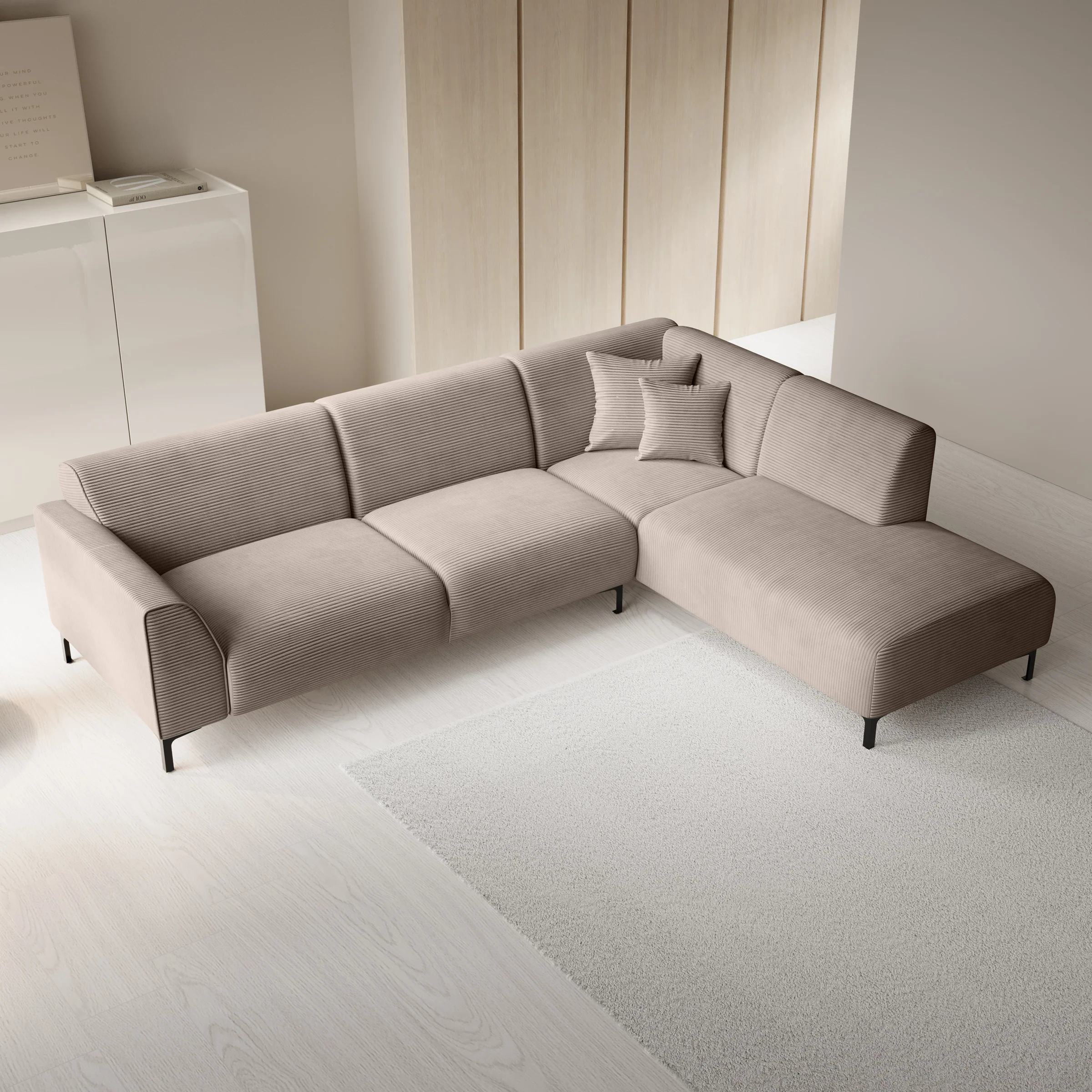 Moana - Hoekbank 4-zits met chaise longue - Ribstof bruin - Rechts - Image 3