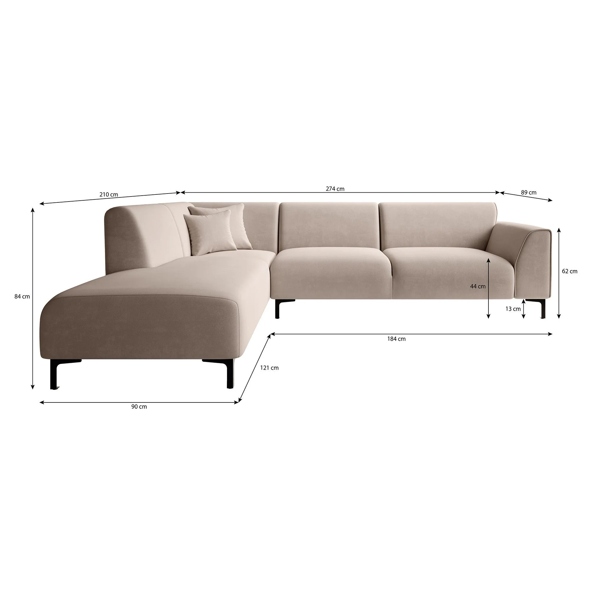 Moana - Hoekbank 4-zits met chaise longue - Stof beige - Links - Image 4
