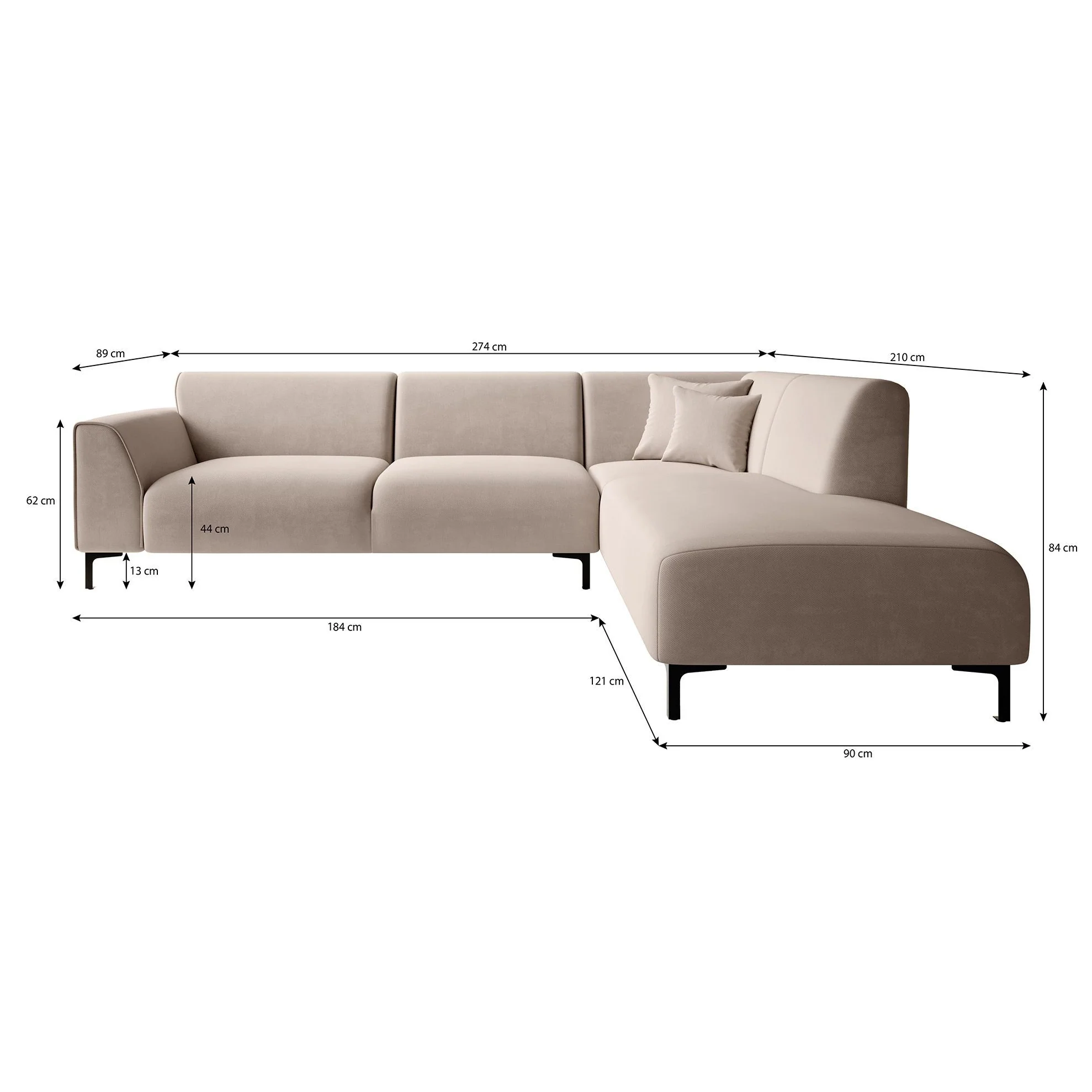 Moana - Hoekbank 4-zits met chaise longue - Stof beige - Rechts - Image 4