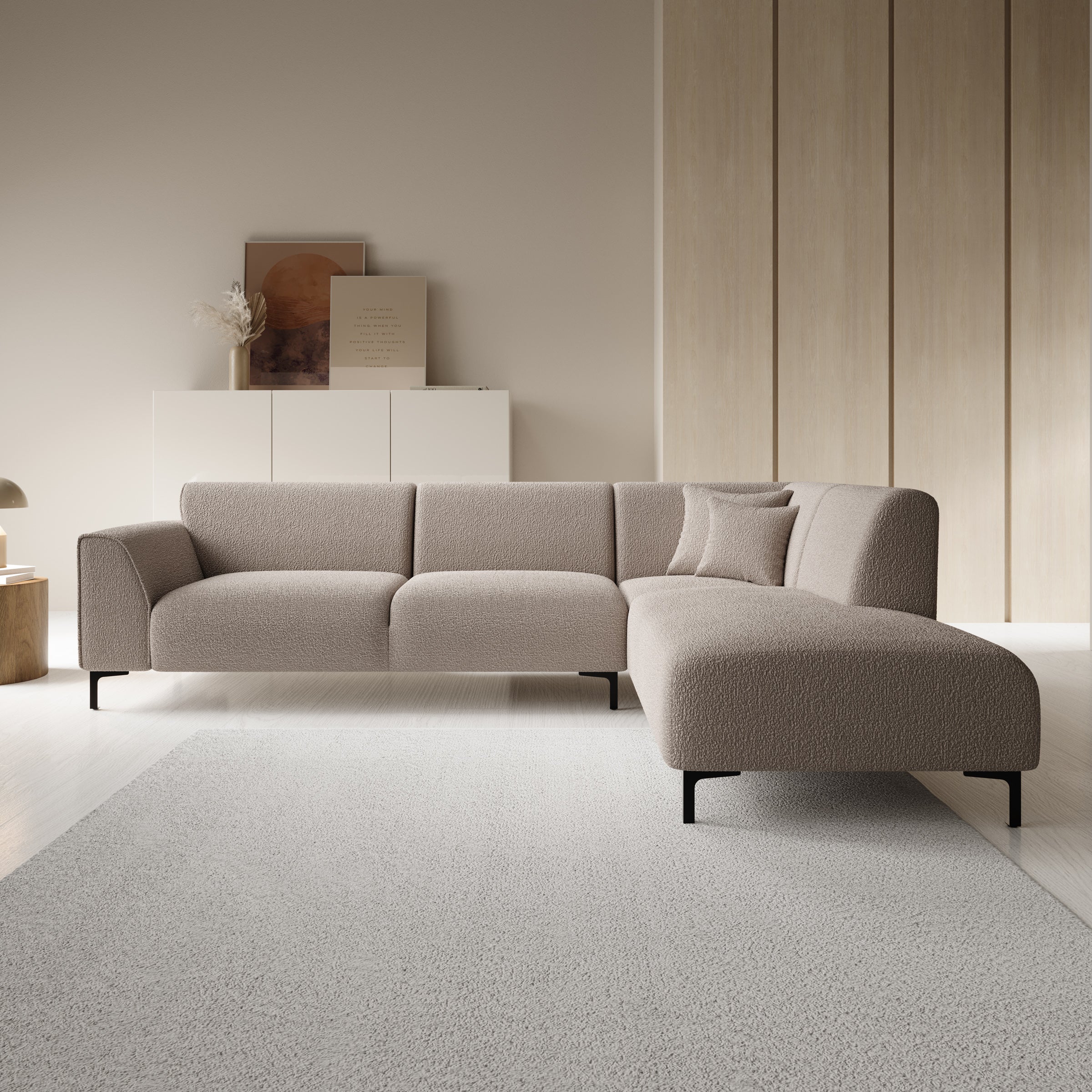 Moana - Hoekbank 4-zits met chaise longue - Teddystof beige - Rechts - Image 2