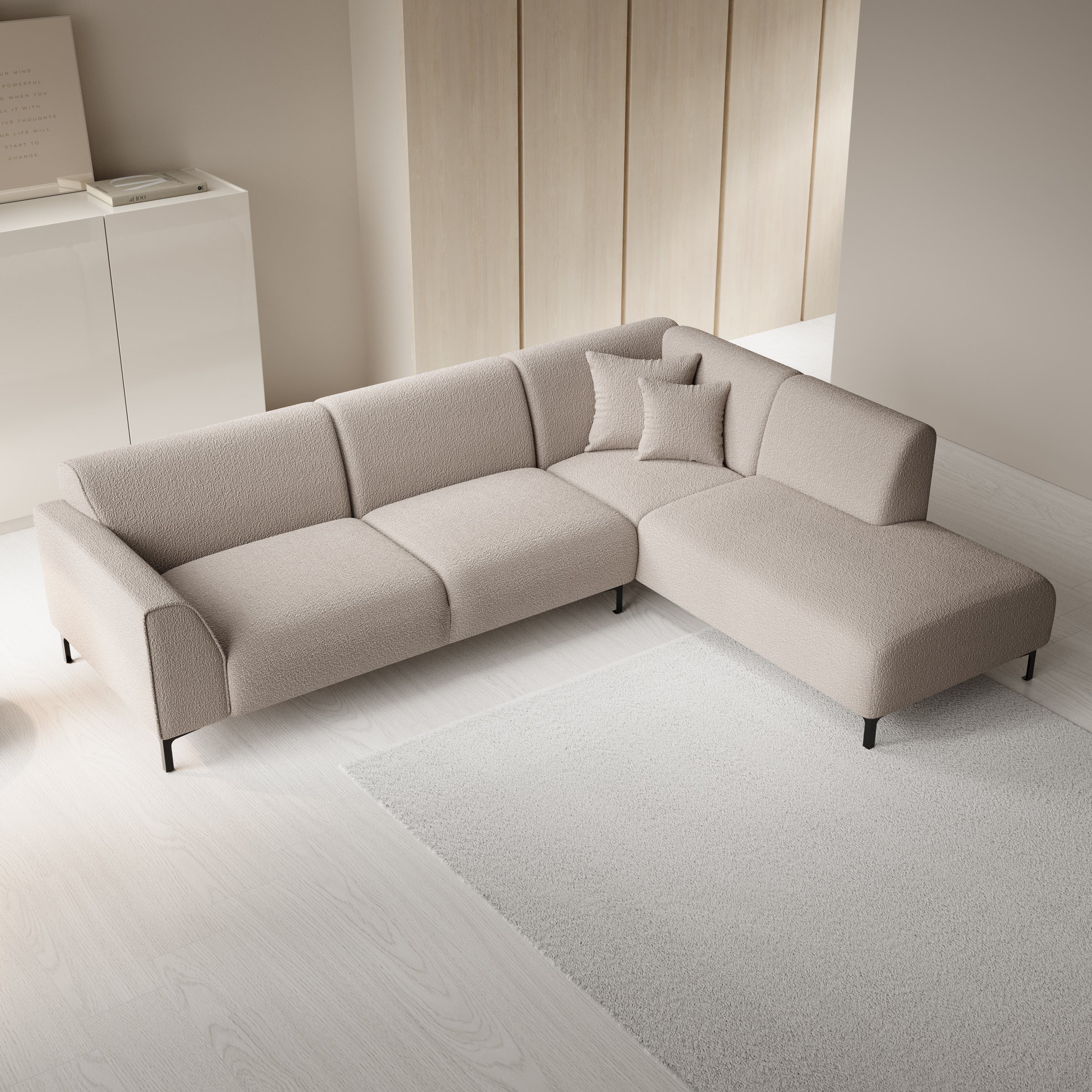 Moana - Hoekbank 4-zits met chaise longue - Teddystof beige - Rechts - Image 3