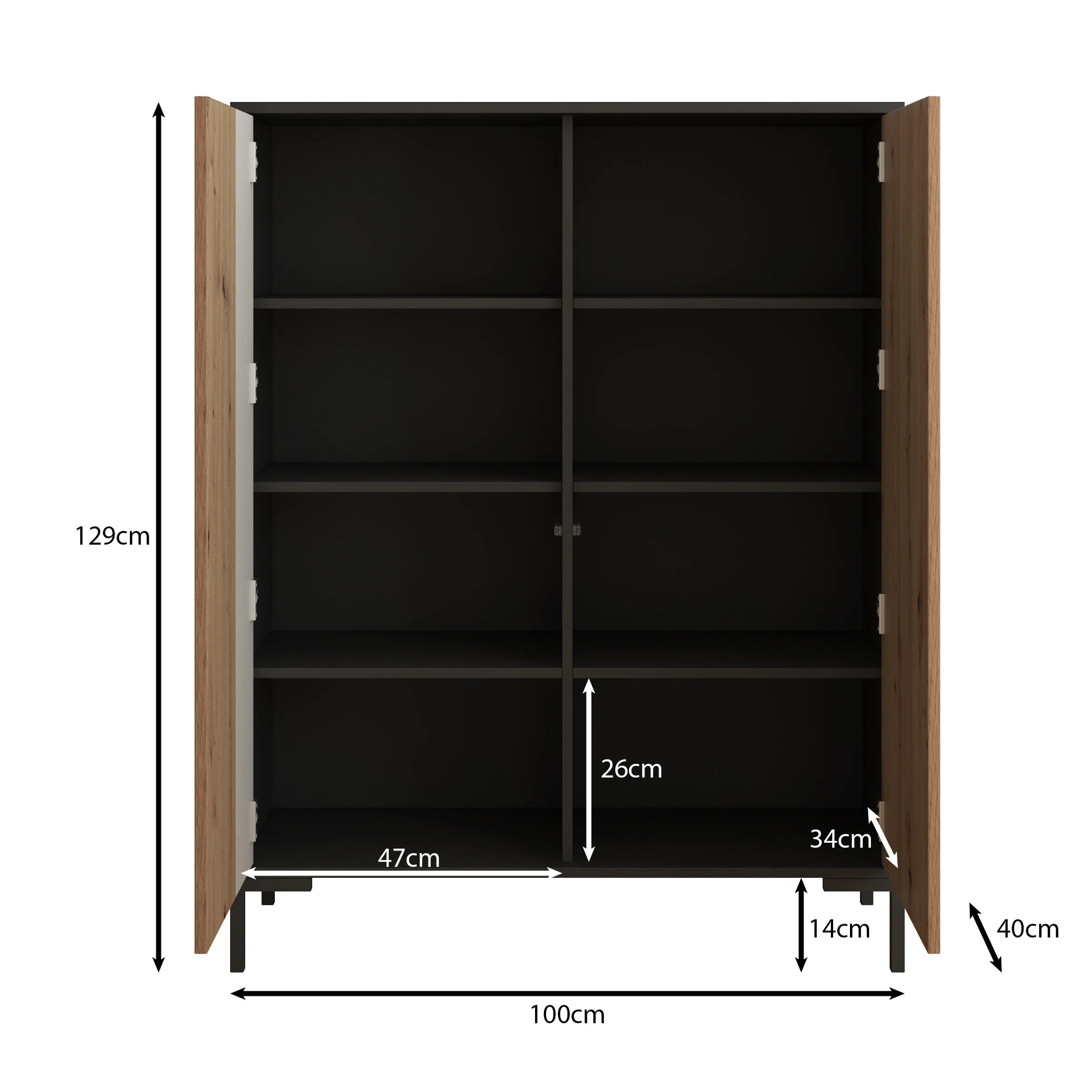 Molina - Dressoir - Eiken - 100x40x129 cm - Image 5