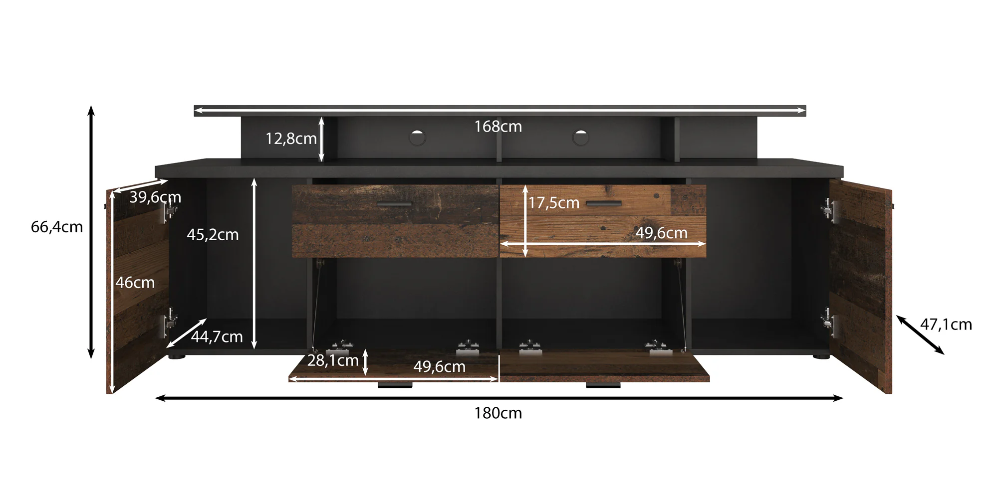 Molly - TV-Meubel - Old wood  - 180 cm - Image 5