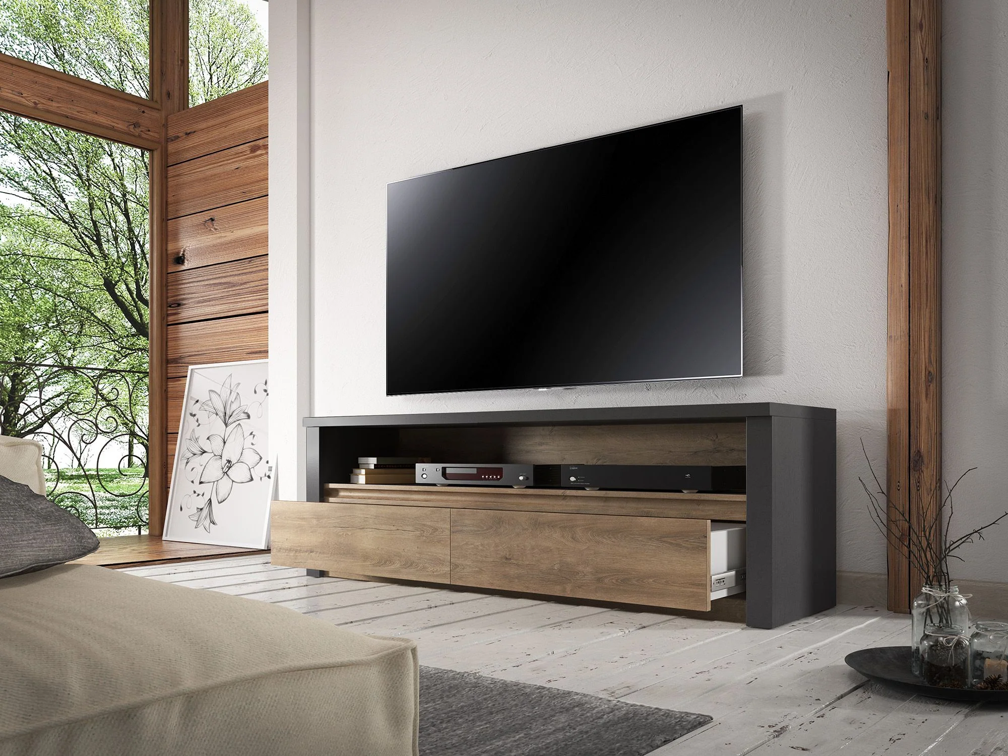 Monaco - TV-Meubel - Eiken/grijs - 130 cm - Image 3
