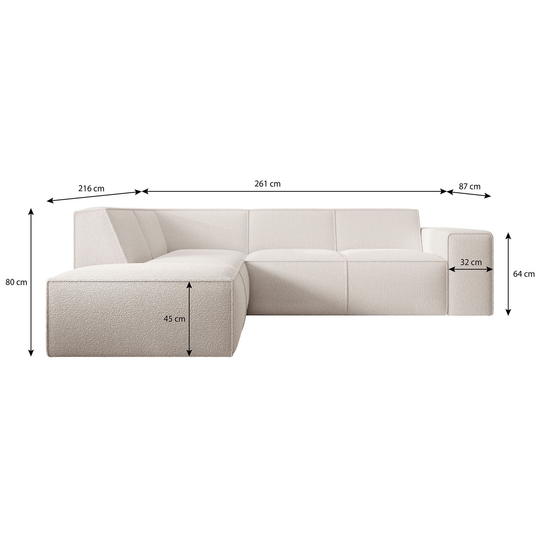 Monet - Hoekbank 4-zits met chaise longue - Kunstleer beige - Links - Image 6