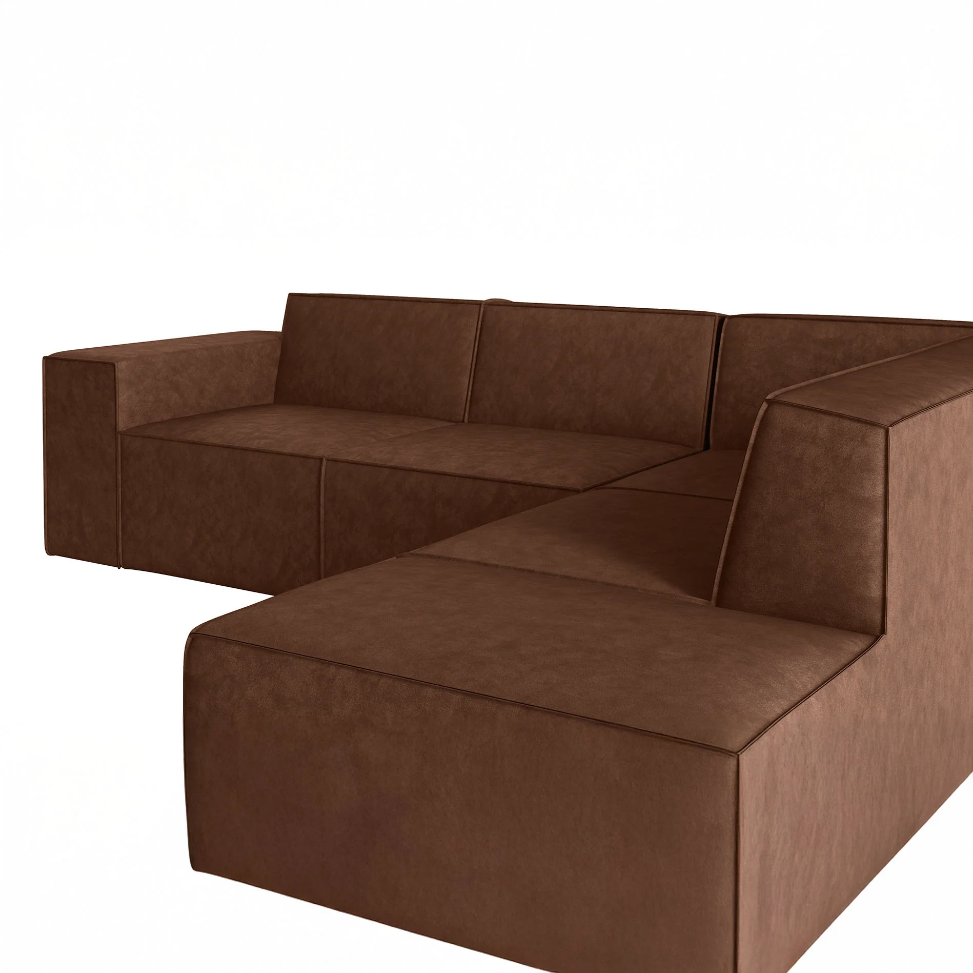 Monet - Hoekbank 4-zits met chaise longue - Kunstleer cognac - Rechts - Image 4
