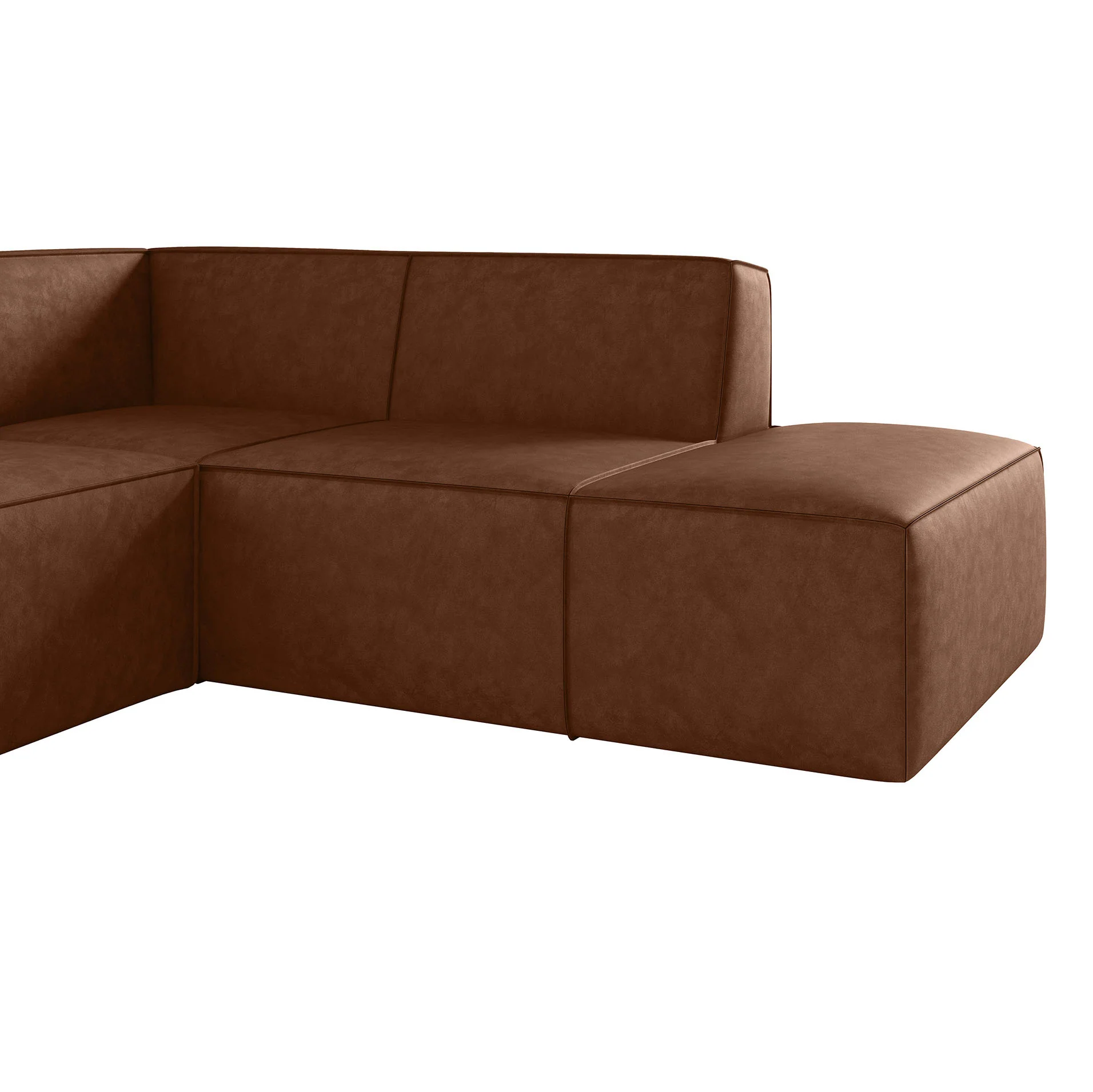 Monet - Hoekbank 4-zits met chaise longue - Kunstleer cognac - Rechts - Image 5