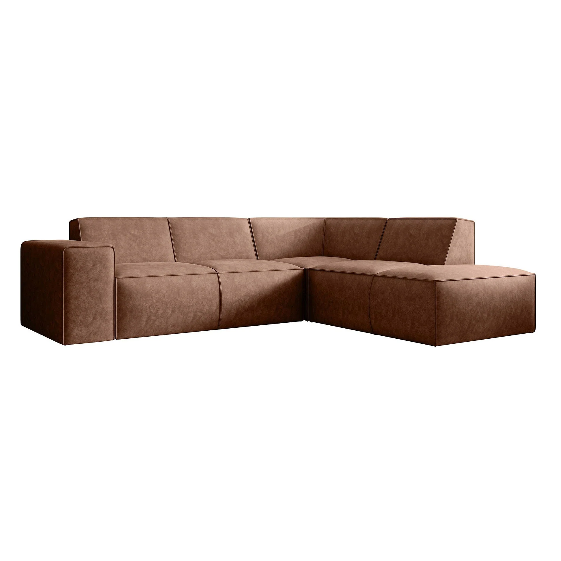 Monet - Hoekbank 4-zits met chaise longue - Kunstleer cognac - Rechts - Image 9