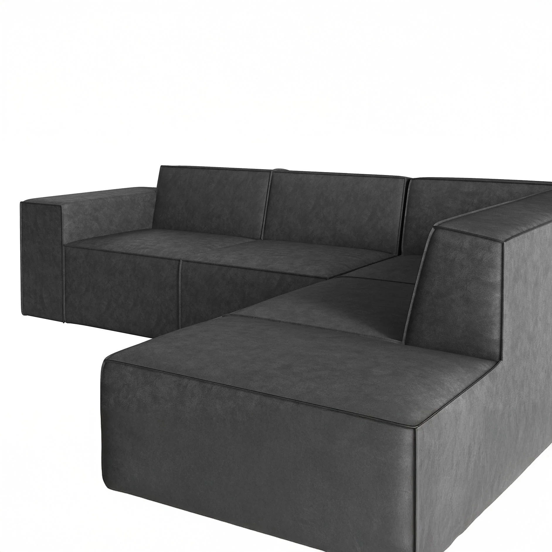 Monet - Hoekbank 4-zits met chaise longue - Kunstleer grijs - Rechts - Image 4