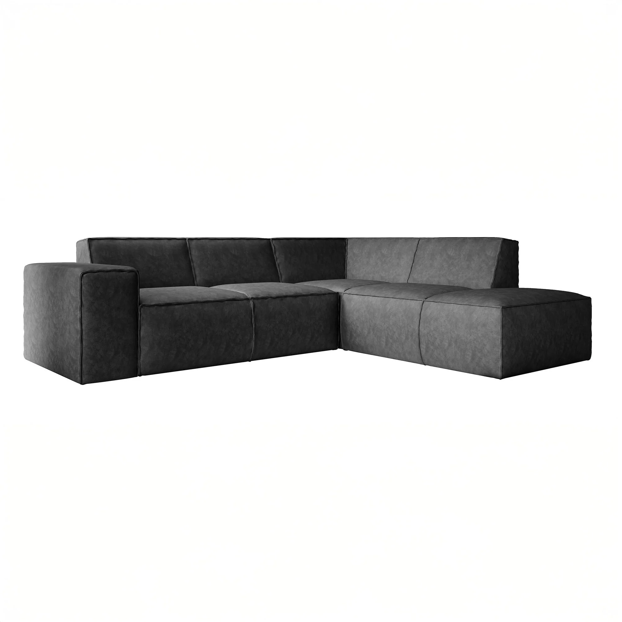 Monet - Hoekbank 4-zits met chaise longue - Kunstleer zwart - Rechts - Image 9